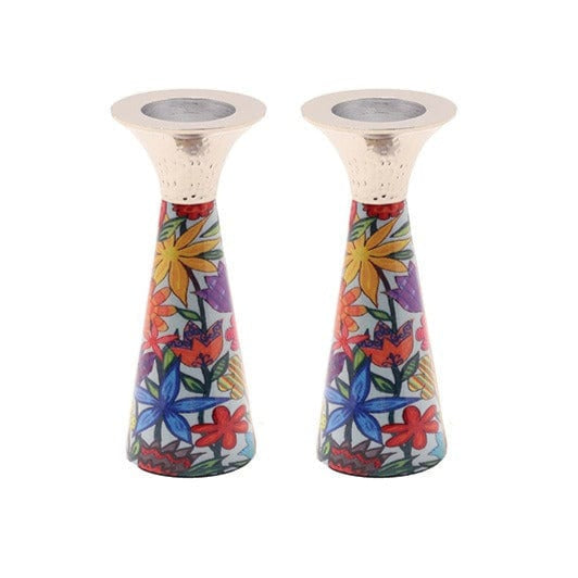 Painted Flower Shabbat Candlesticks by Yair Emanuel、mySite、topwebapps
