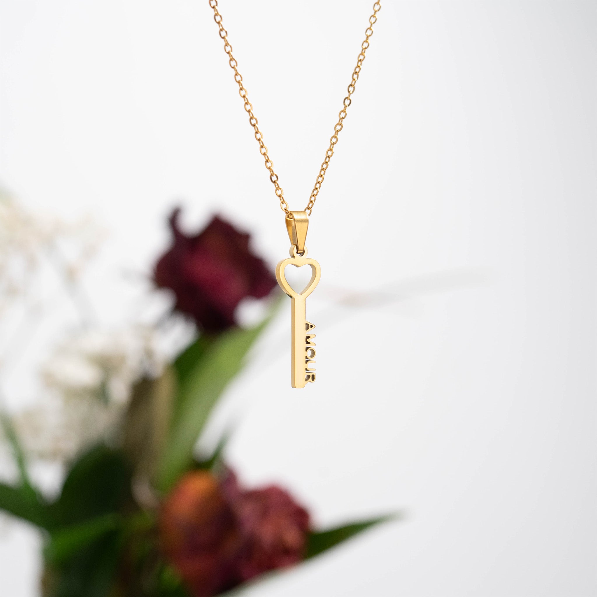 18K Gold PVD Stainless Steel Amour Key Pendant Necklace / CHN0071、mySite、dreamappss