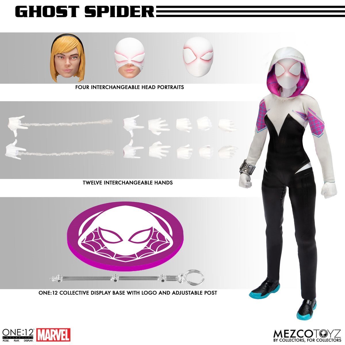 Ghost-Spider Mezco One:12 Collective Action Figure、mySite、hgirdovlk