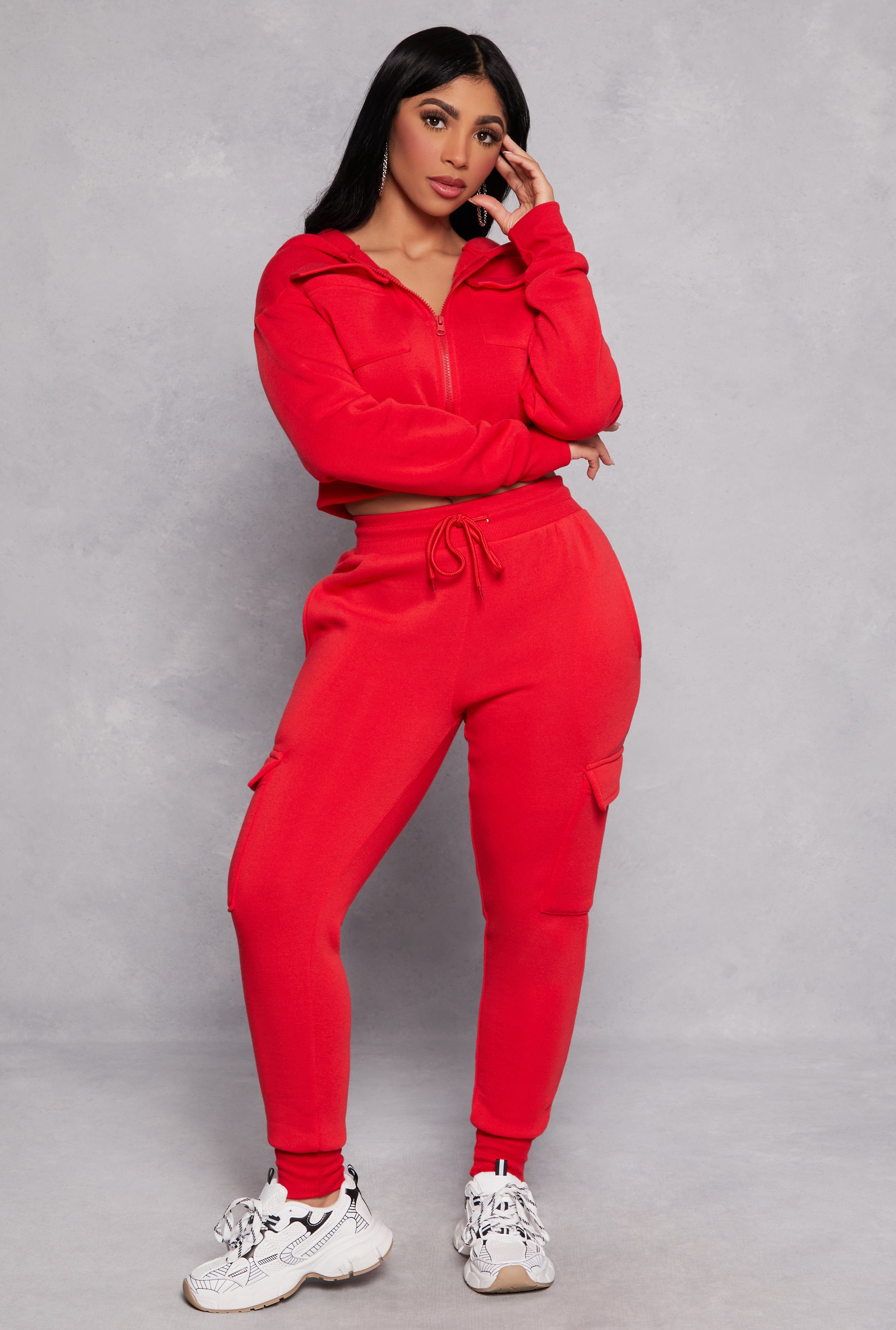 Cargo Pocket Zip Front Cropped Hoodie、mySite、camillekostekn