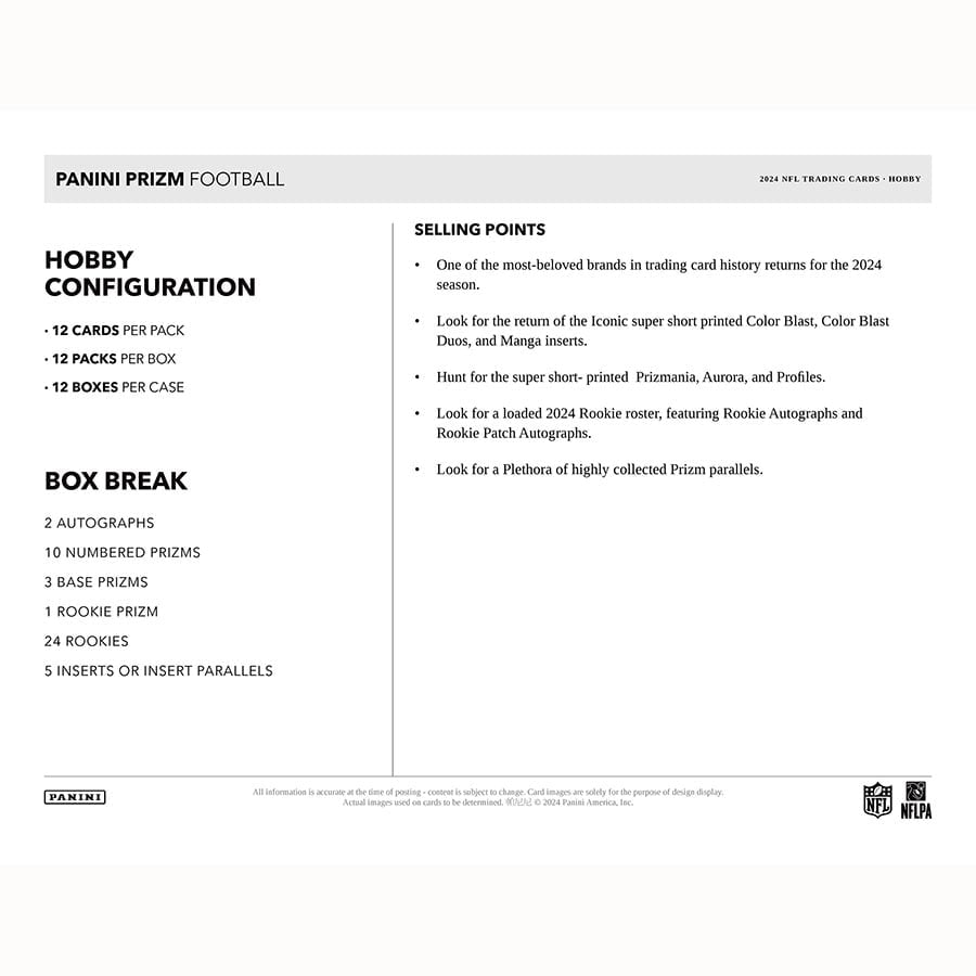 Panini Prizm NFL Football 2024 - Hobby Box、mySite、waistdrama