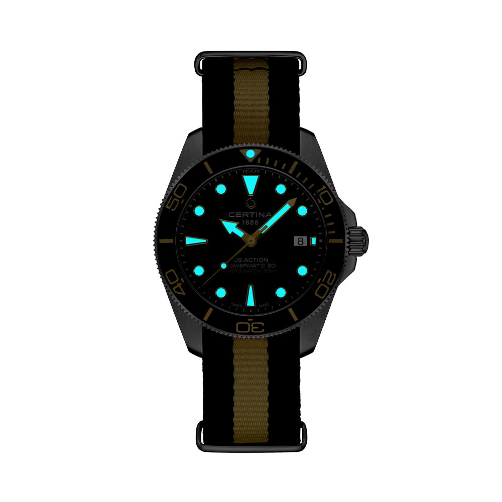  DS Action Diver 40.5mm - Black on Two-Piece Strap