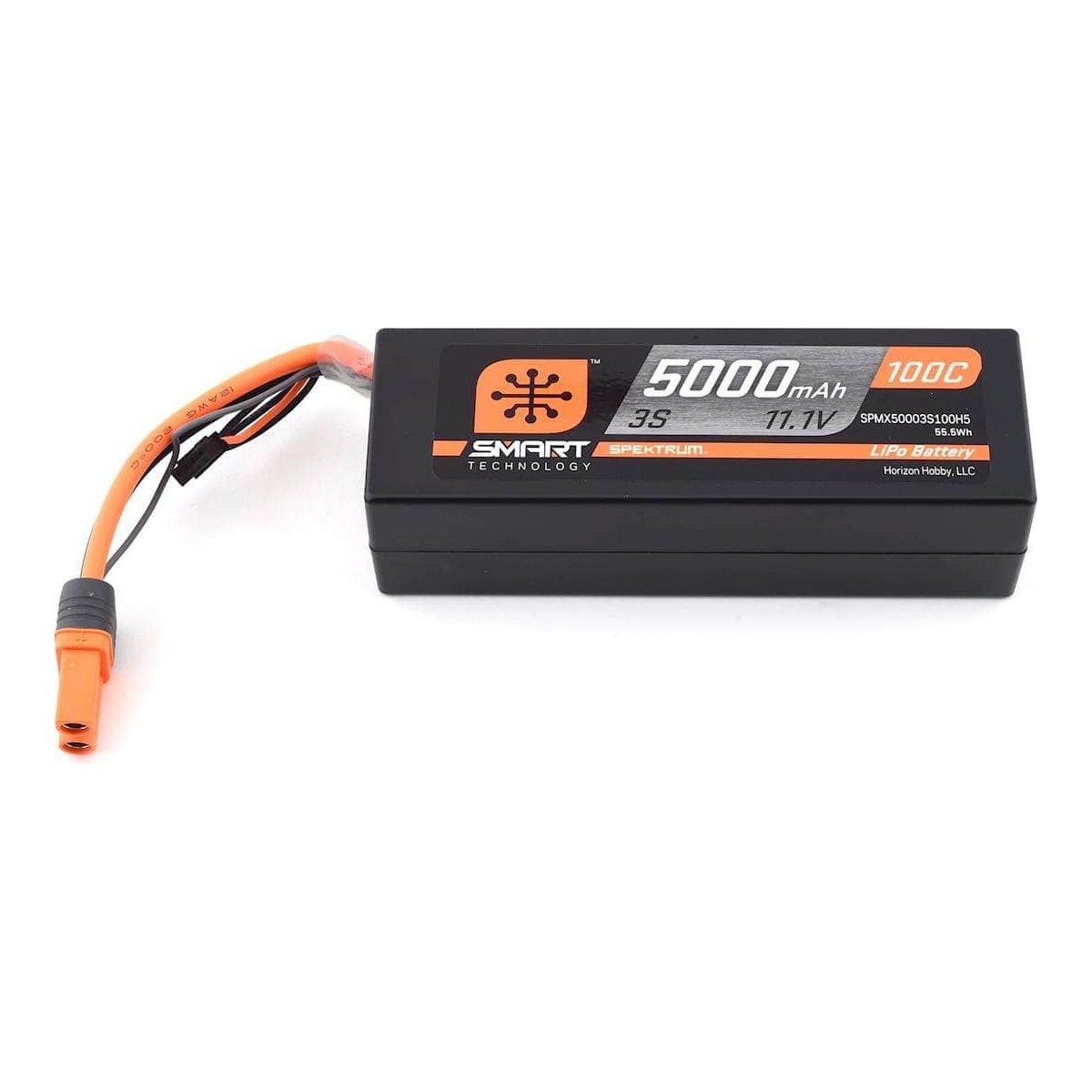  SPMX50003S100H5, Spektrum RC 3S Smart LiPo Hard Case 100C Battery Pack w/IC5 Connector (11.1V/5000mAh)、mySite、merchandisen