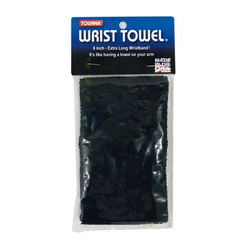 Tourna Wrist Towel 6 Extra Wide Wristband (Black)