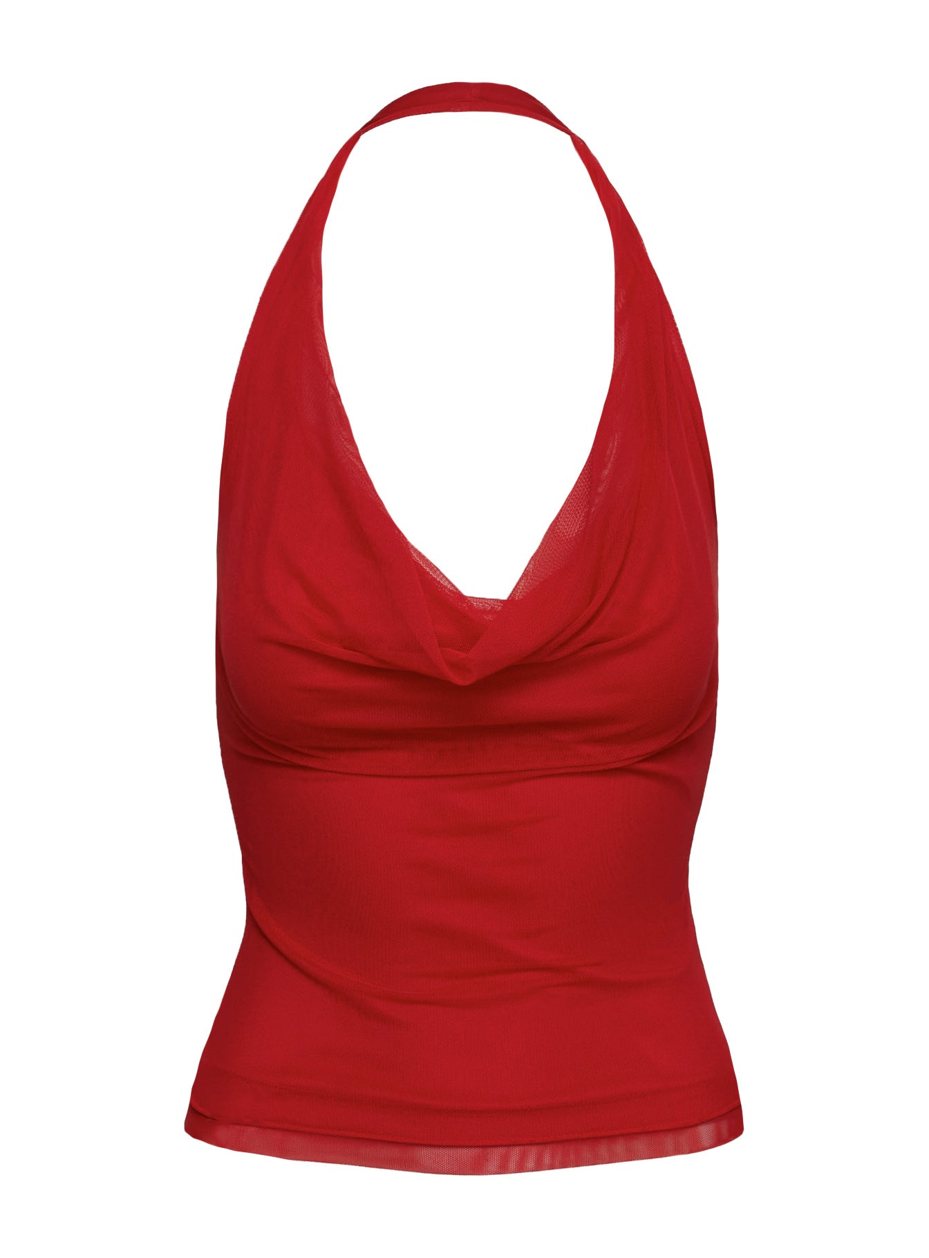 Come Over Cowl Neck Halter Top Red、mySite、solidvoid