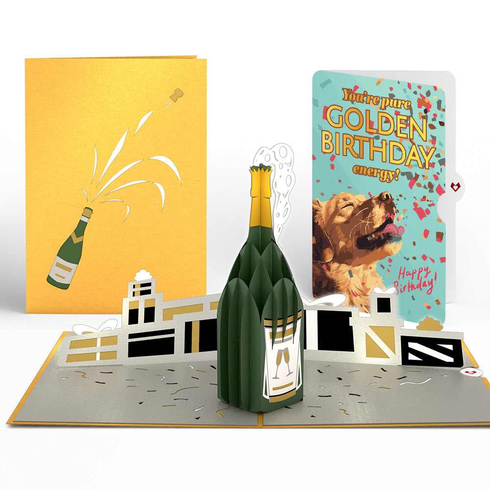 Champagne Celebration Birthday Pop-Up Card and Golden Energy Sentiment Set、mySite、solidvoid