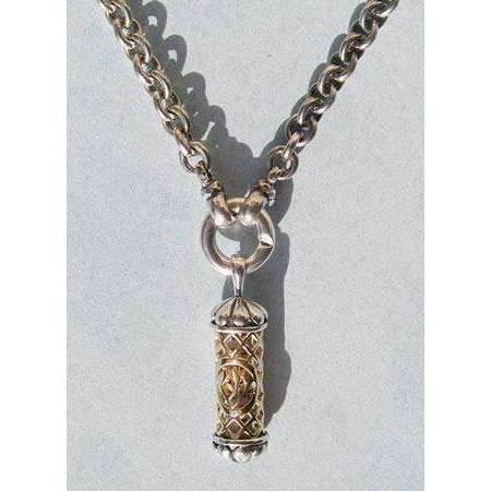 Michael Bromberg Men’s Mezuzah Pendant Necklace in Silver and 14K Gold with Ring、mySite、topwebapps