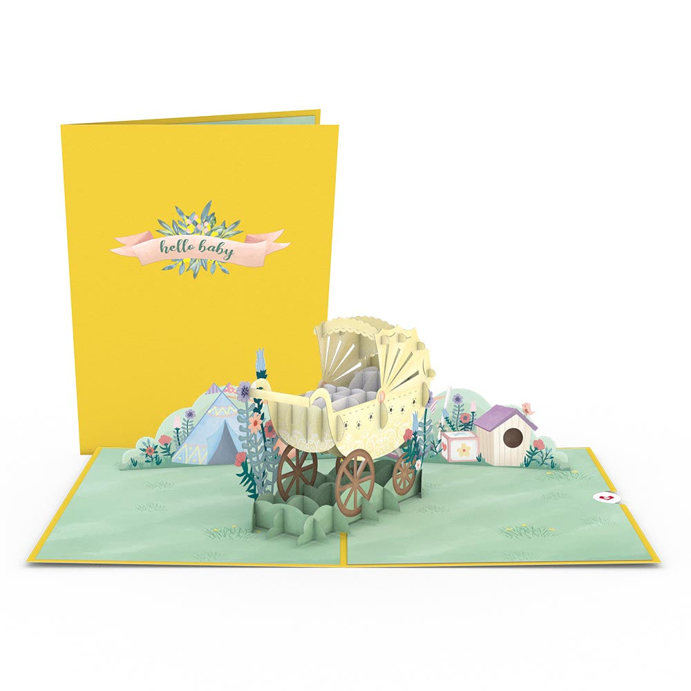 Yellow Baby Carriage Pop-Up Card、mySite、solidvoid