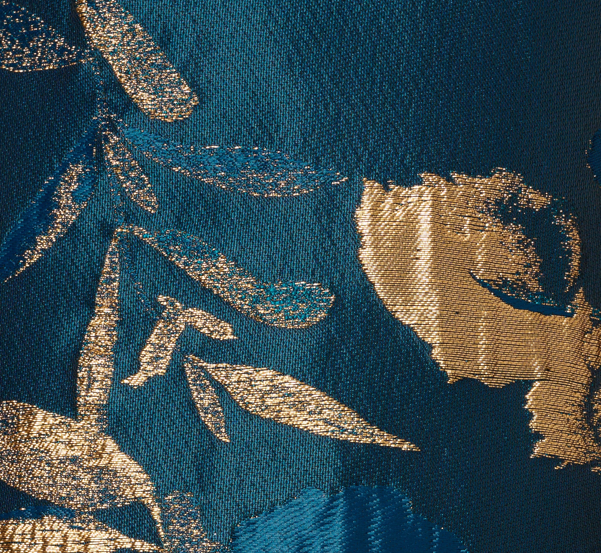 Sleeveless Metallic Vine Jacquard Midi Dress In Teal Sapphire Gold、mySite、solidvoid