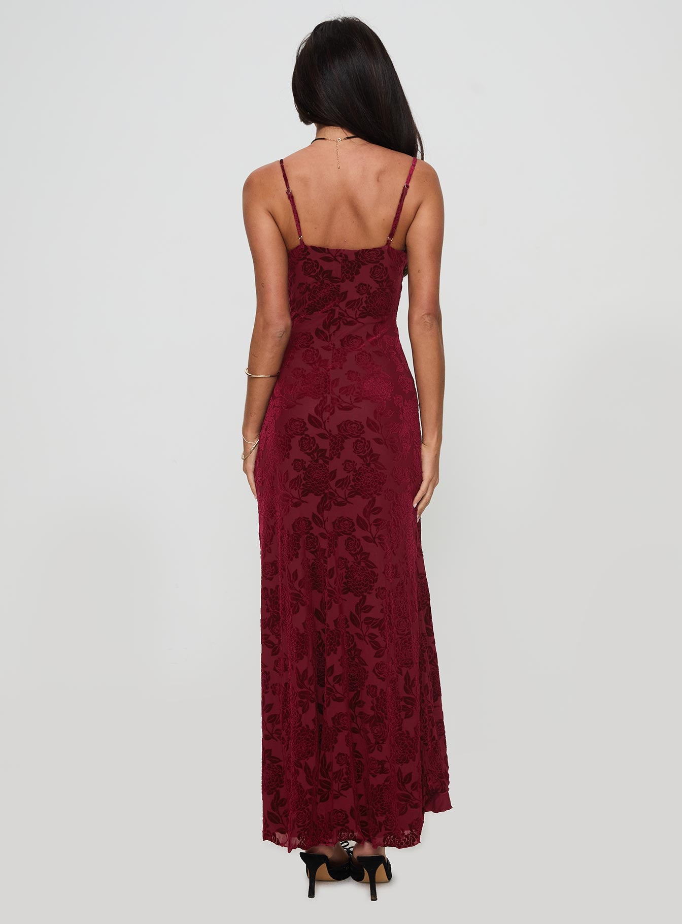 Rumours Slippy Burnout Maxi Dress Burgundy、mySite、solidvoid