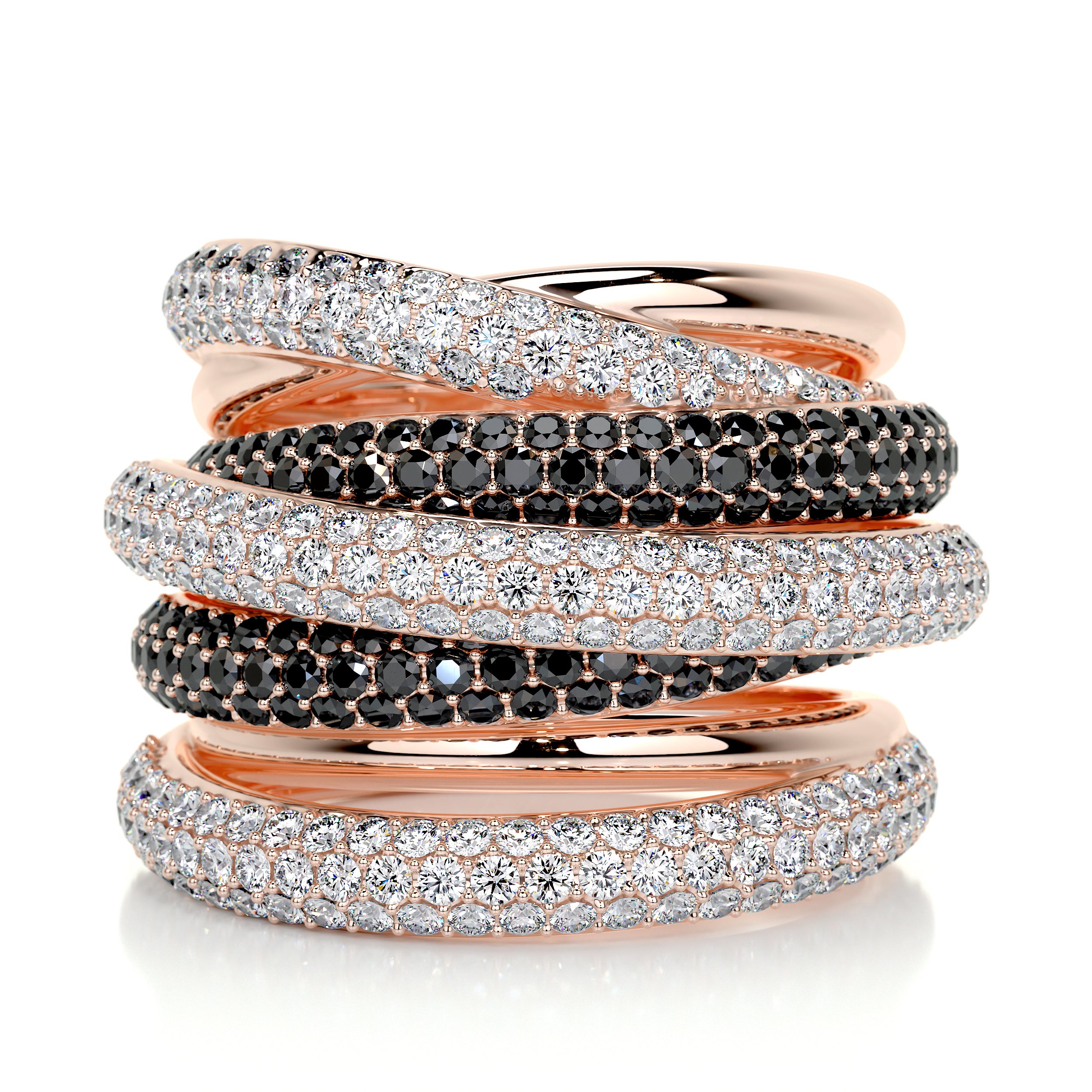 Aurora Black & White Diamond Wedding Ring (3 Carat) -14K Rose Gold、mySite、hinf8tx79