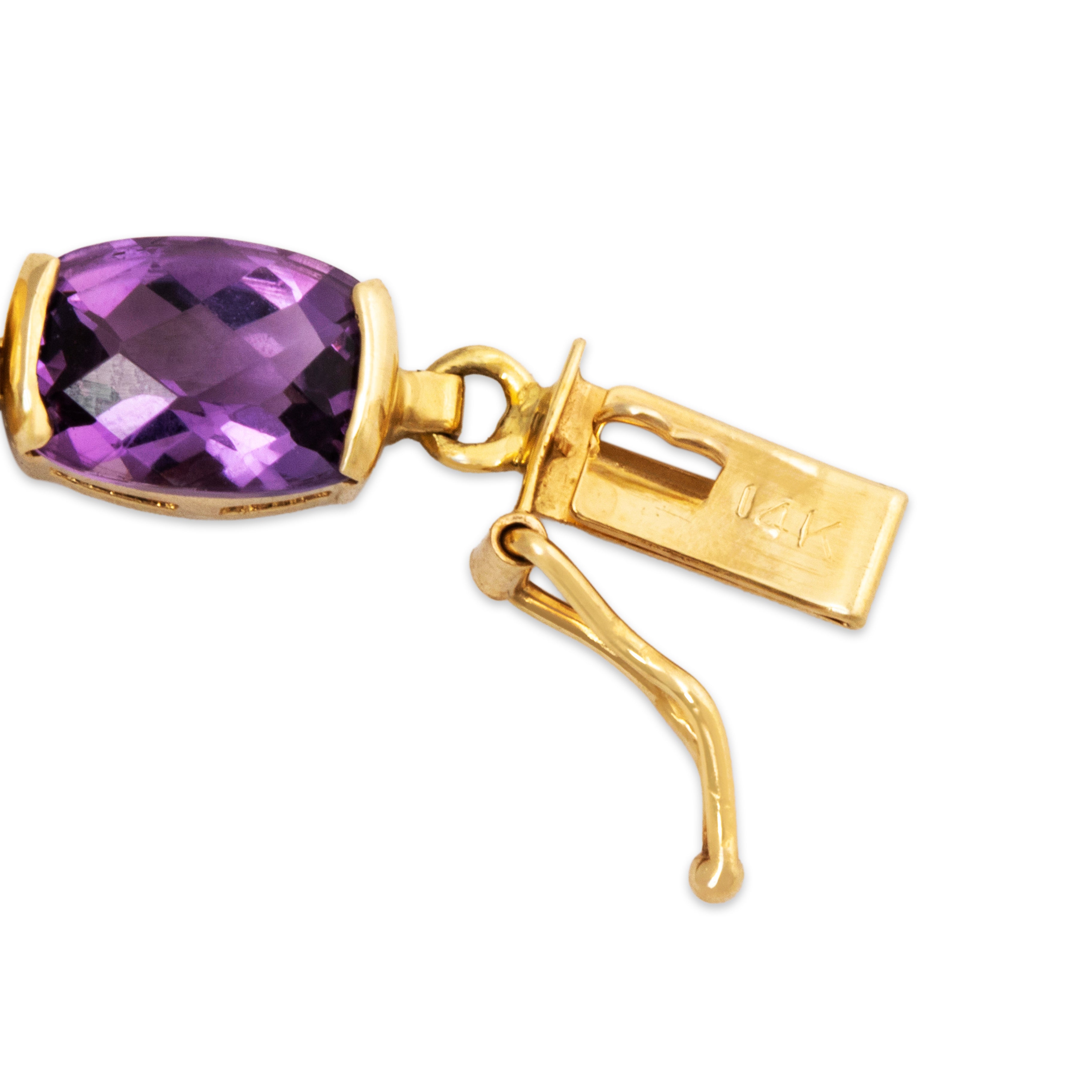 Vintage 14k Yellow Gold 14.3cttw Amethyst Checkerboard Tennis Bracelet 7、mySite、hinf8tx79