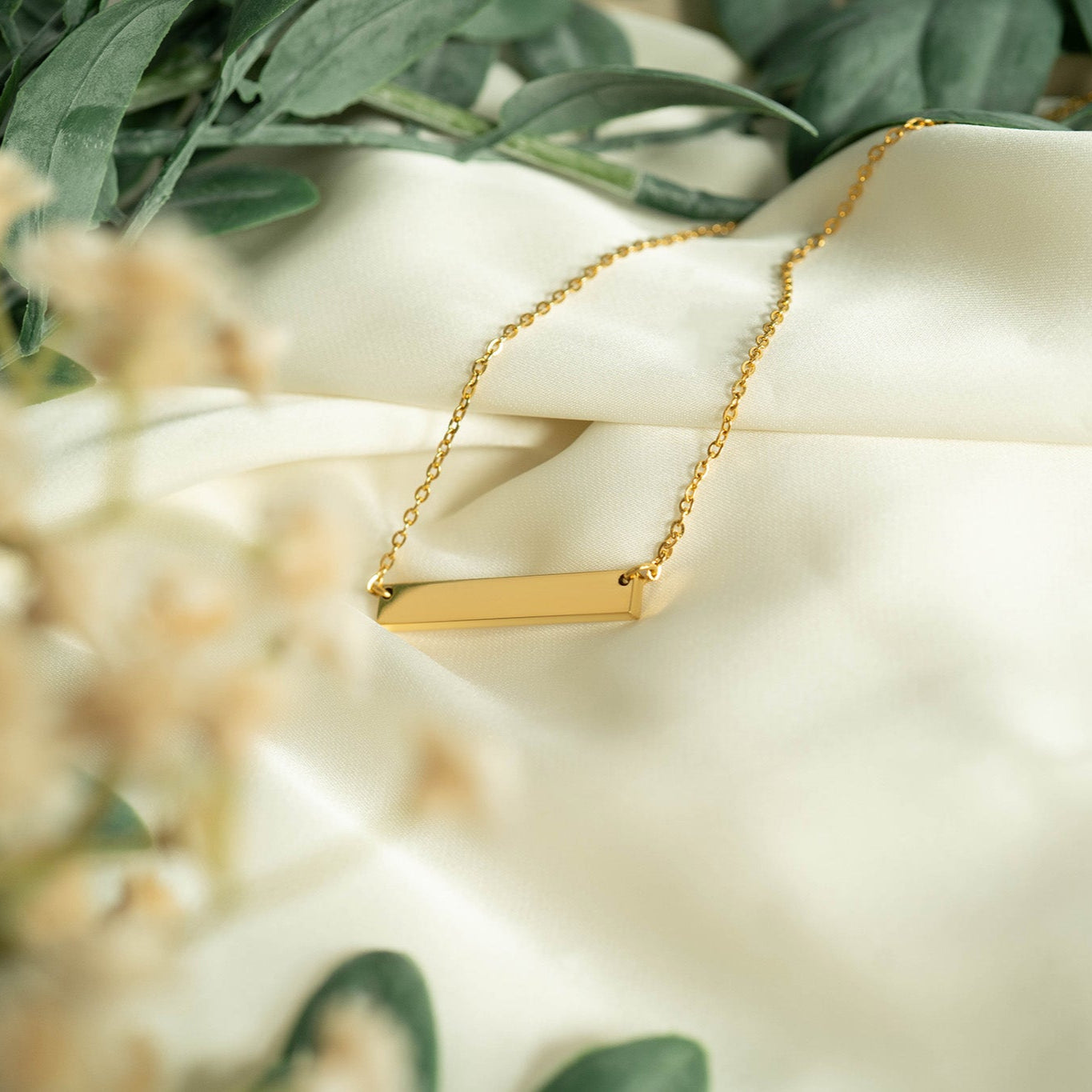 18K Gold PVD Stainless Steel Blank Bar Necklace / SBB0019、mySite、dreamappss