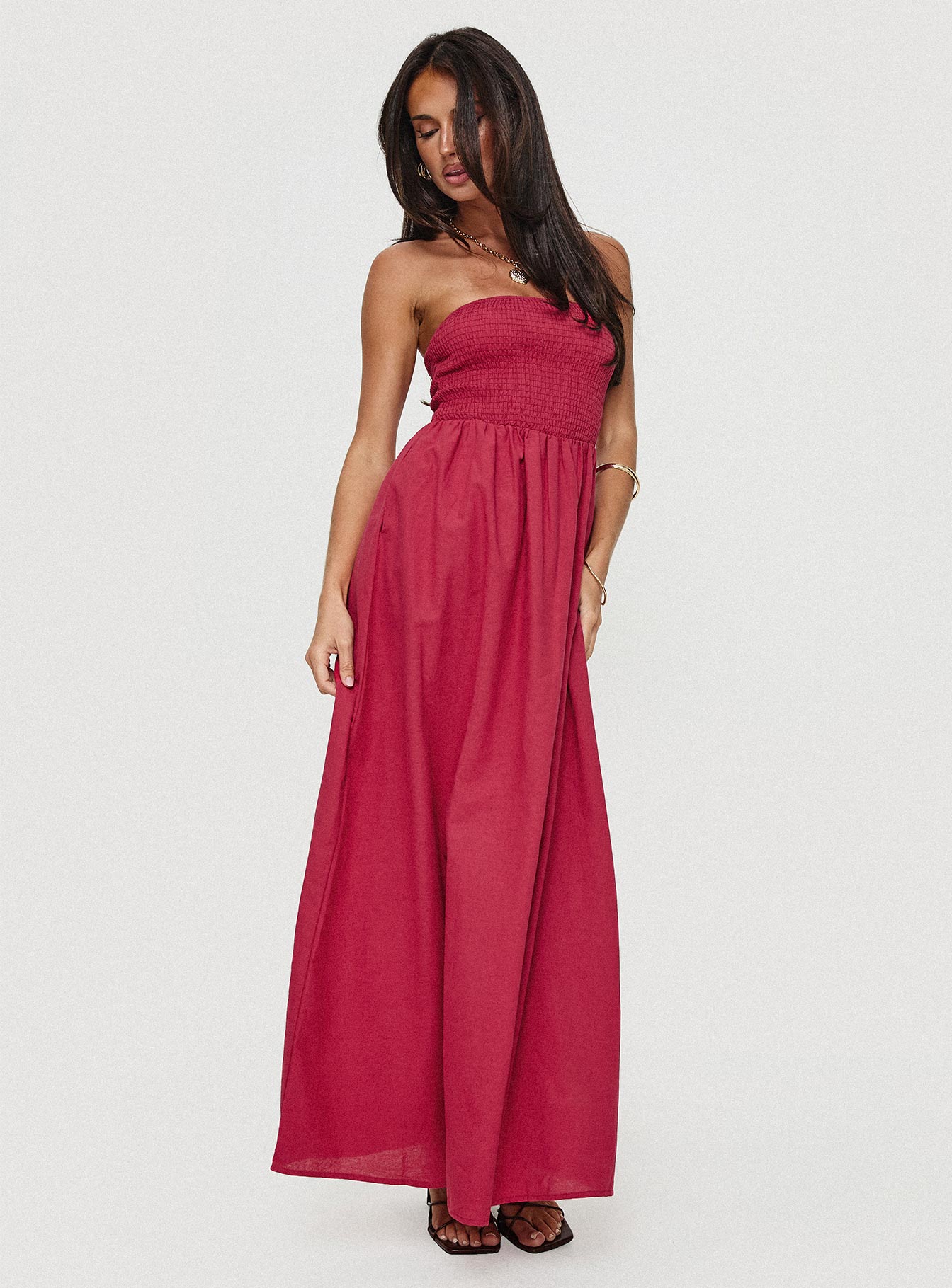 Dayona Strapless Maxi Dress Red、mySite、solidvoid