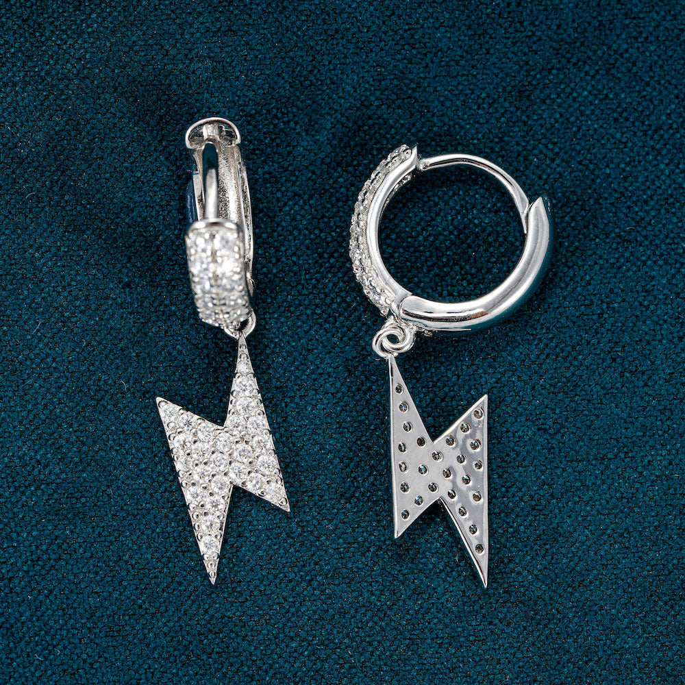 Moissanite Lightning Bolt Hoop Earrings 14k Gold、mySite、hinf8tx79