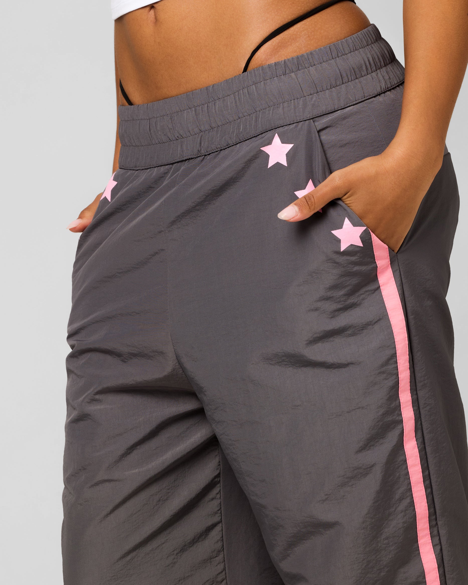 Ed Hardy Women's Nylon Sports Pant Grey/Pink、mySite、zt4zffjzw