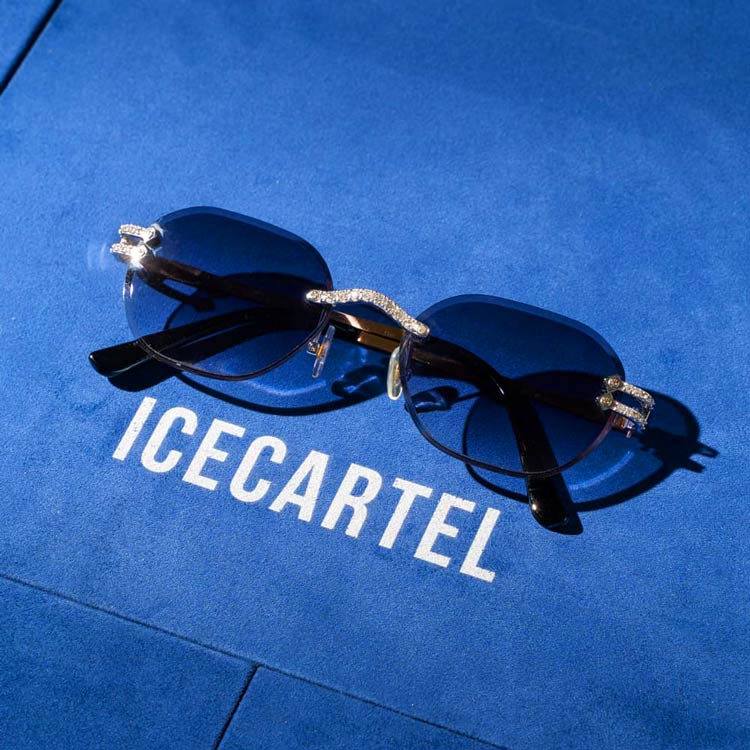 Moissanite Rimless Wayfarer Sunglasses 14K Gold、mySite、hinf8tx79