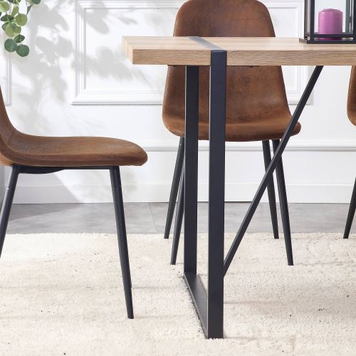Rustic Industrial Rectangular Wood Dining Table For 4-6 Person, With 1.5" Thick Engineered Wood color Tabletop and Black Metal Legs,Desk For Kitchen Dining Living Room, 55.1" x 31.4"x 29.9"1529W115172、、casual