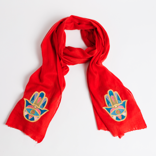 Hamsa Cashmere Scarf - Red、mySite、topwebapps
