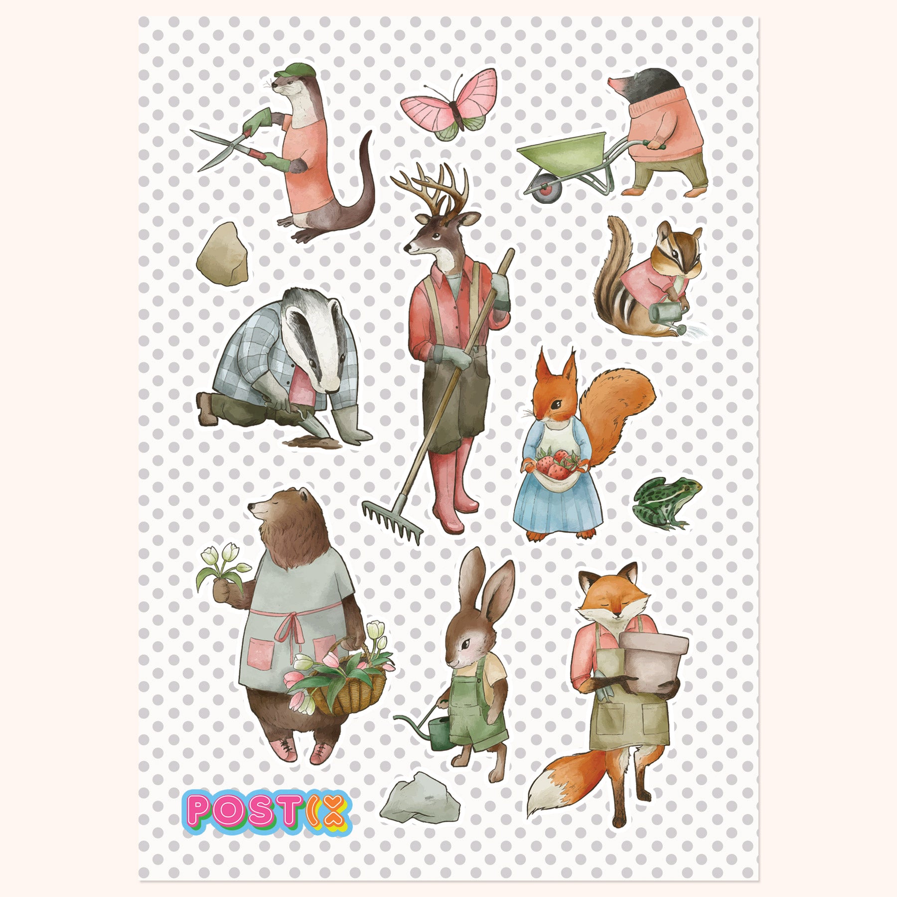  Woodland Animals Garden Large Sticker Sheet、mySite、ghnorth