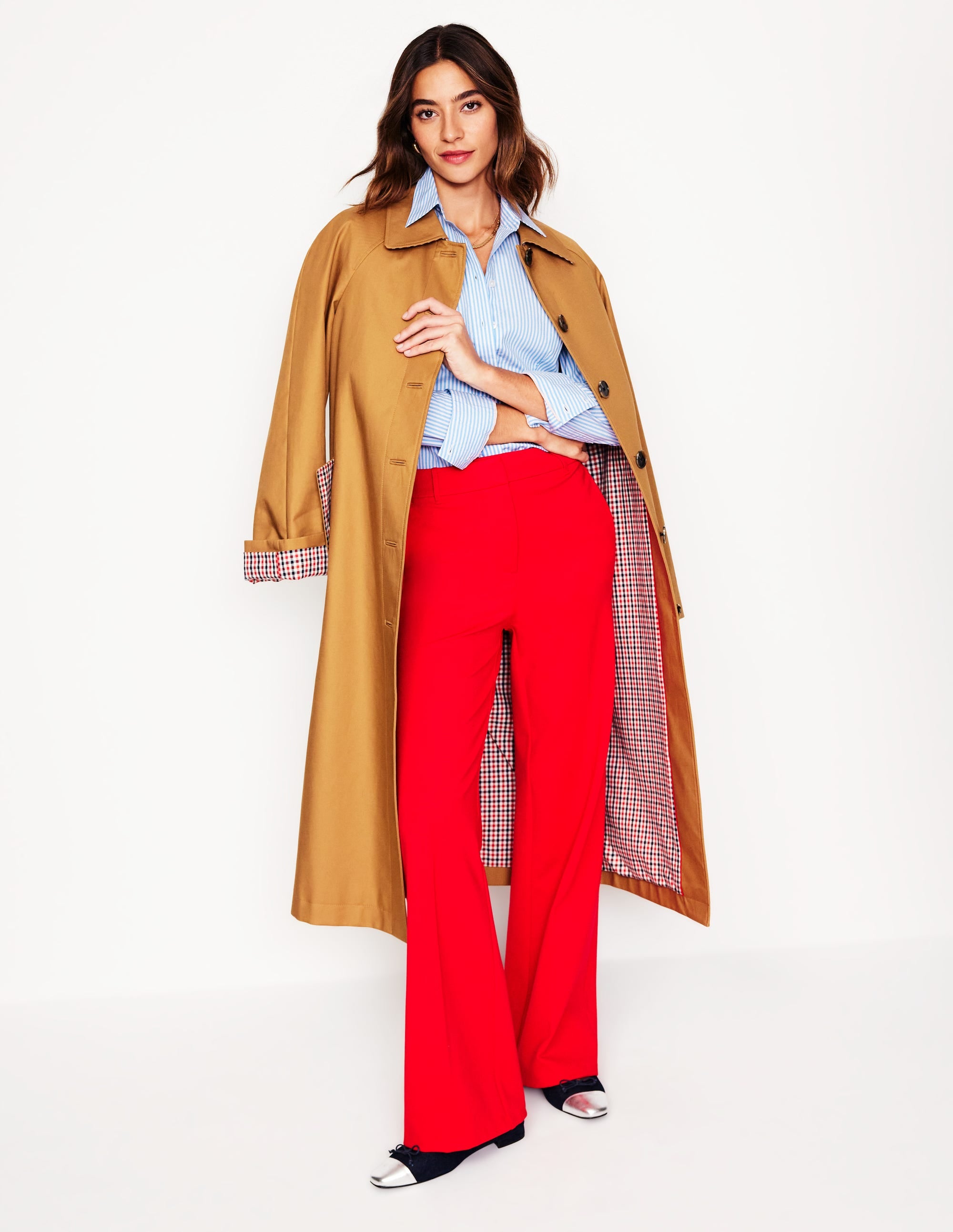  Saskia Stretch Cotton Shirt-Forget Me Not, Ivory Stripe、mySite、ashleygrahame