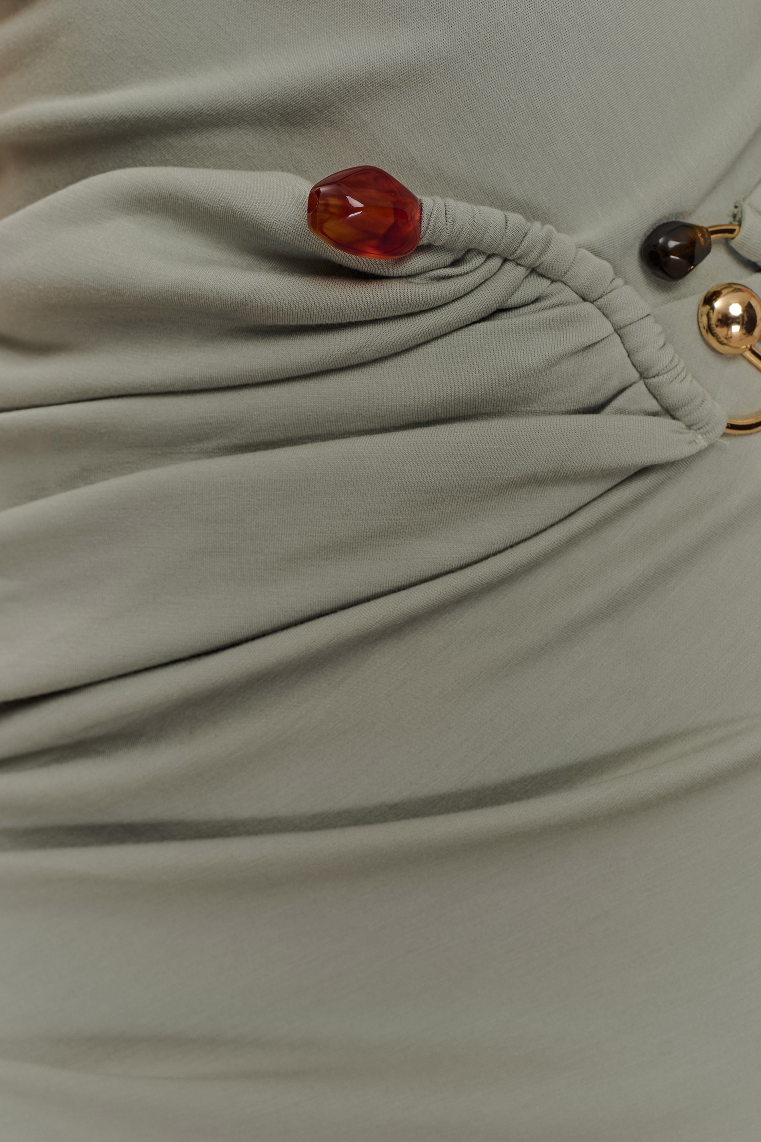 Kendra Scuba Jersey Midi Dress With Hardware - Sage、mySite、solidvoid