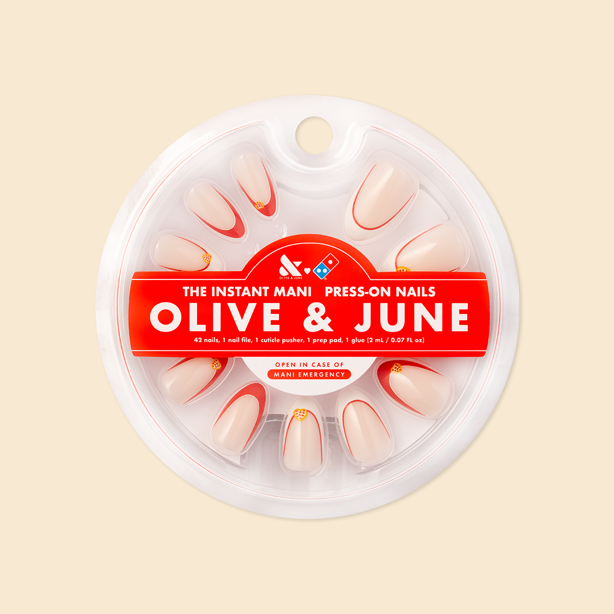 I Heart Pizza French - Press-On | Medium | Almond、mySite、solidvoid