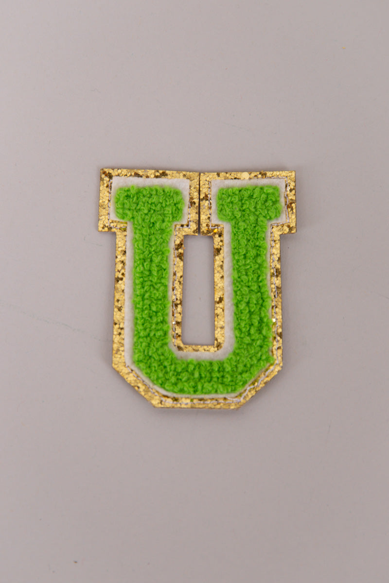 Chenille Adhesive Patch Letters - Green 5.5cm、mySite、hinf8tx79
