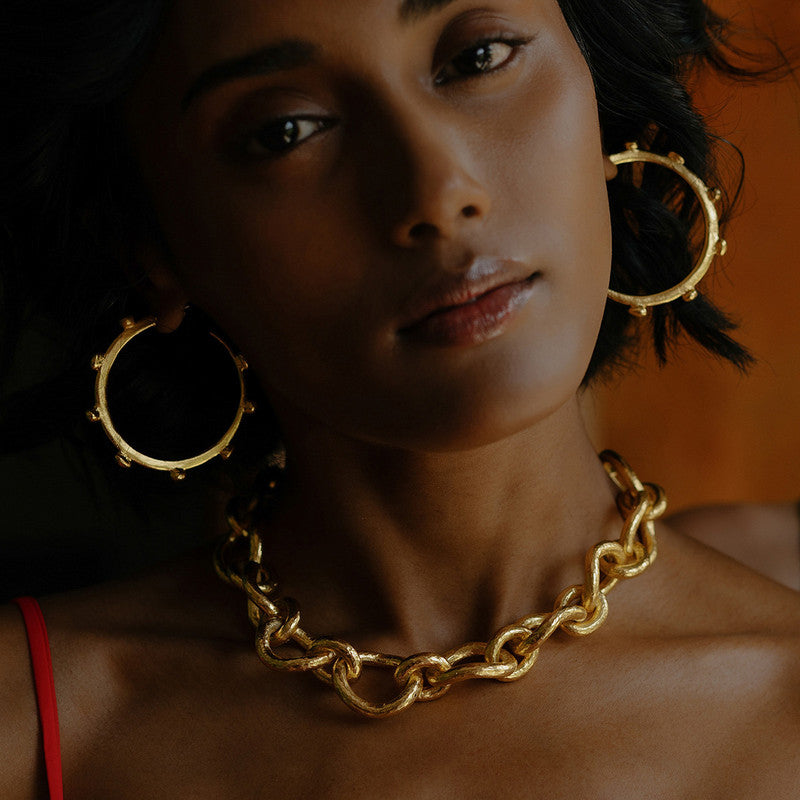 Chunky Dotted Hoop Earrings | 14K Gold Plated、mySite、camillekostekn