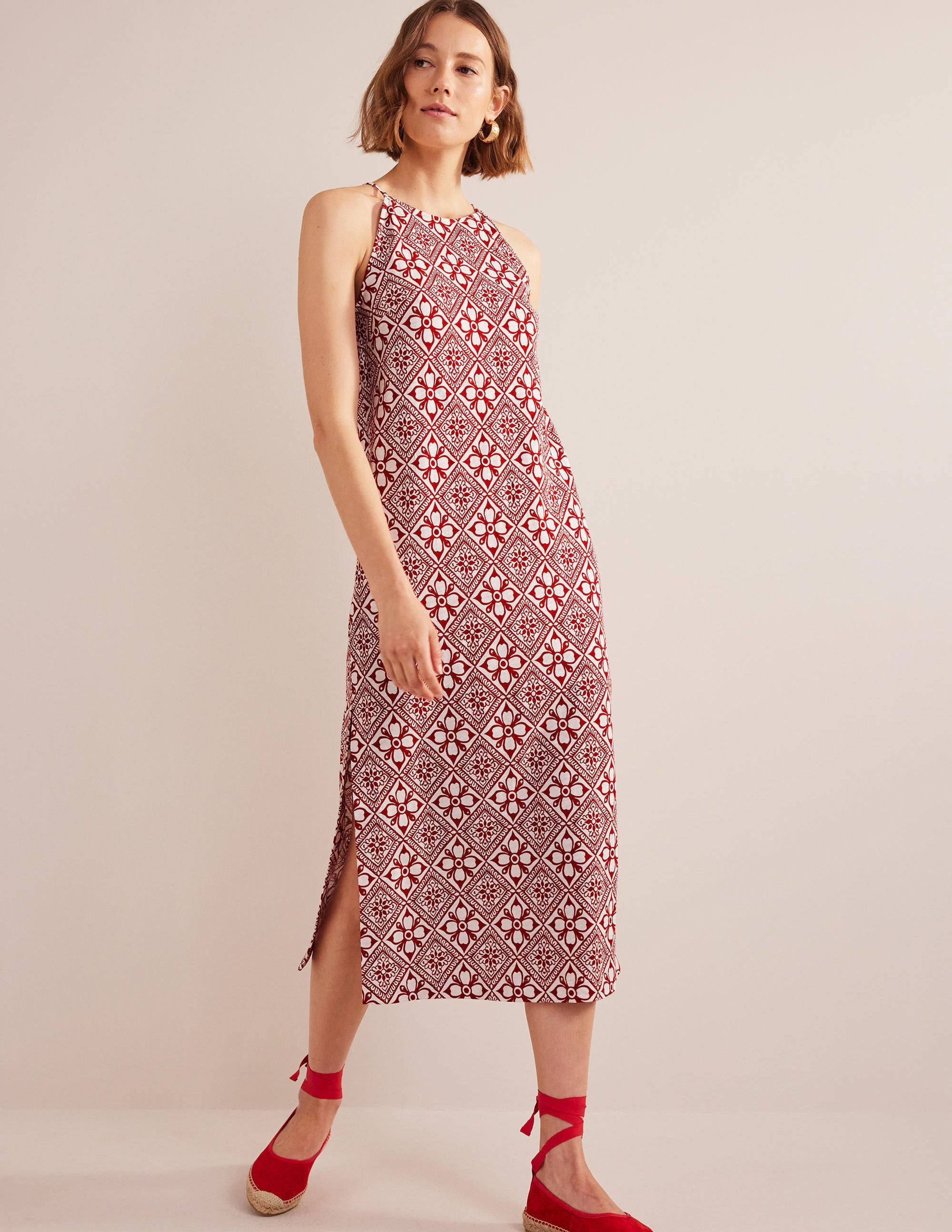  Racer Neck Jersey Midi Dress-Poinsettia, Block Pome、mySite、ashleygrahame