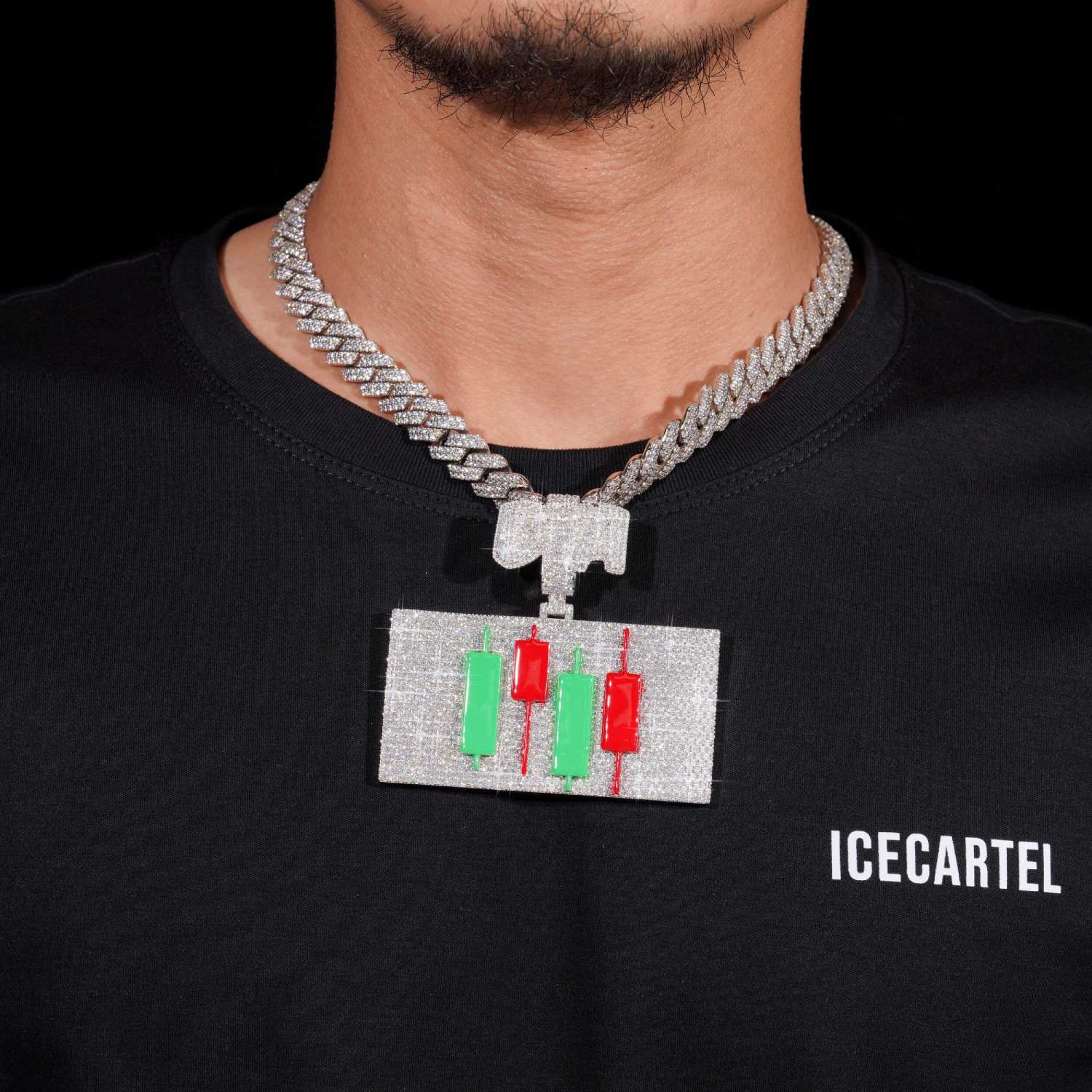 Moissanite Custom Cryptocurrency Chart Pendant 14K Gold、mySite、hinf8tx79