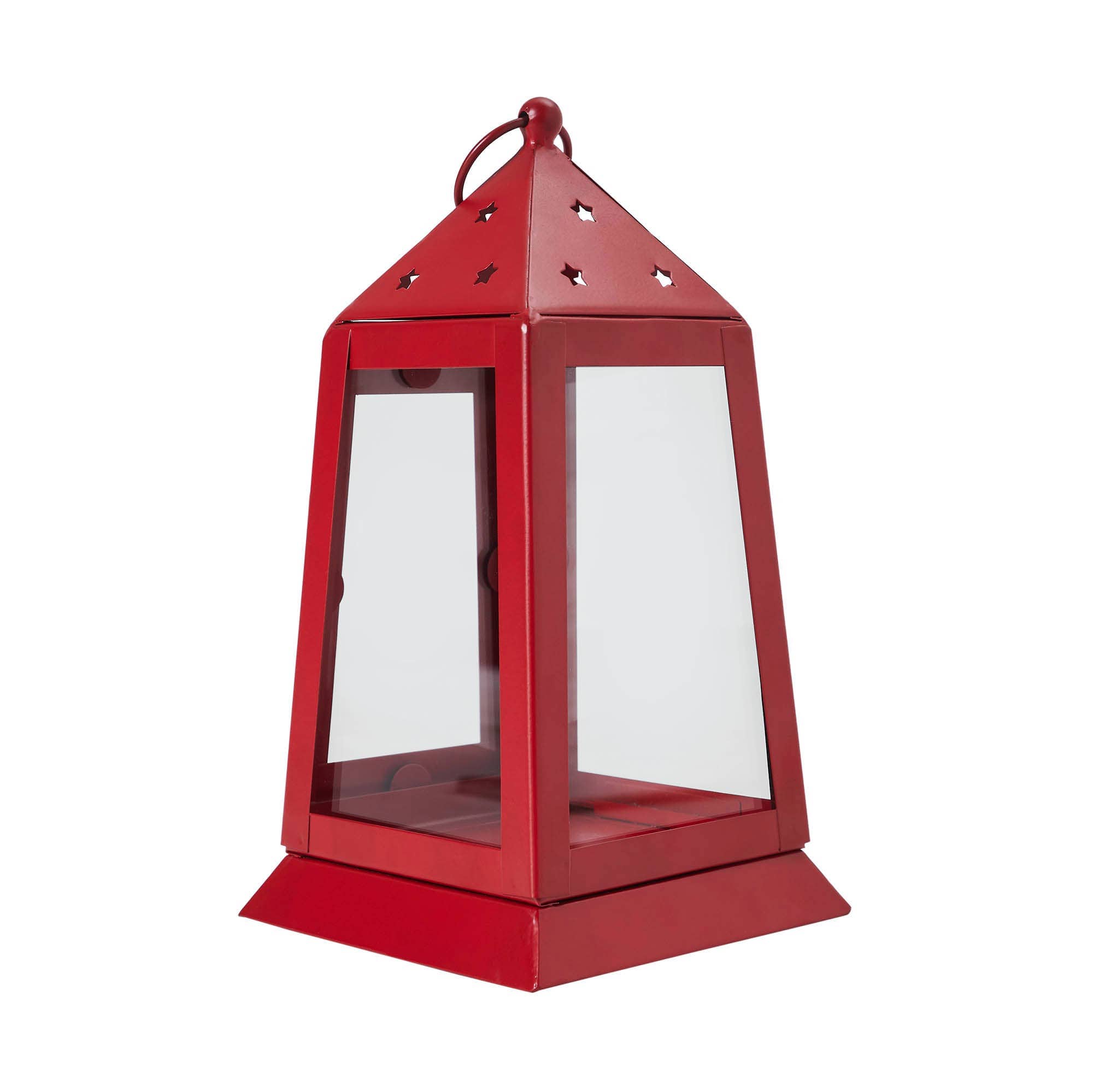 Metal & Glass Farmhouse Lantern Barn Red Tealight Holder 9x5x5、mySite、g9winljtr