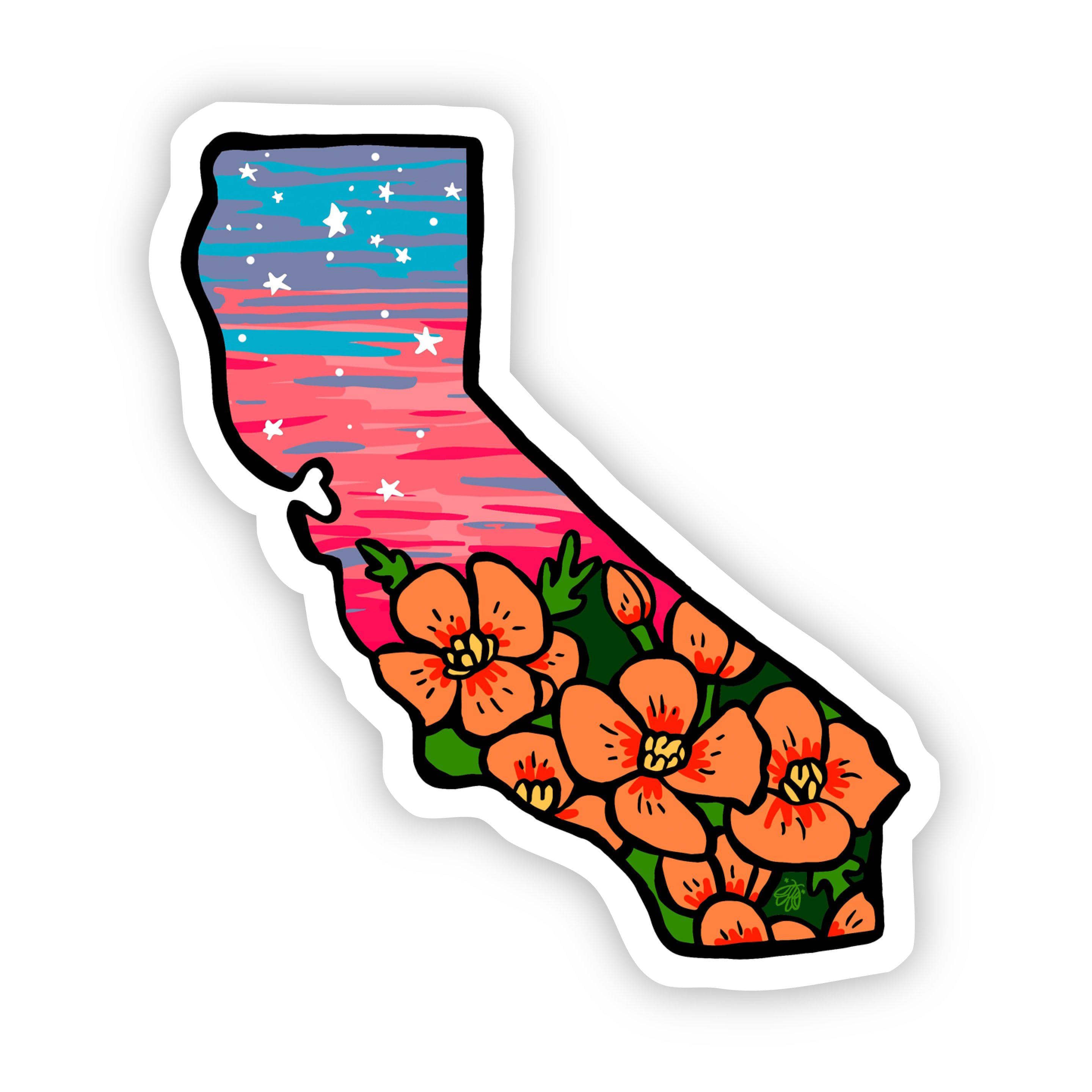  California Floral & Sky Sticker、mySite、elrpsem3k