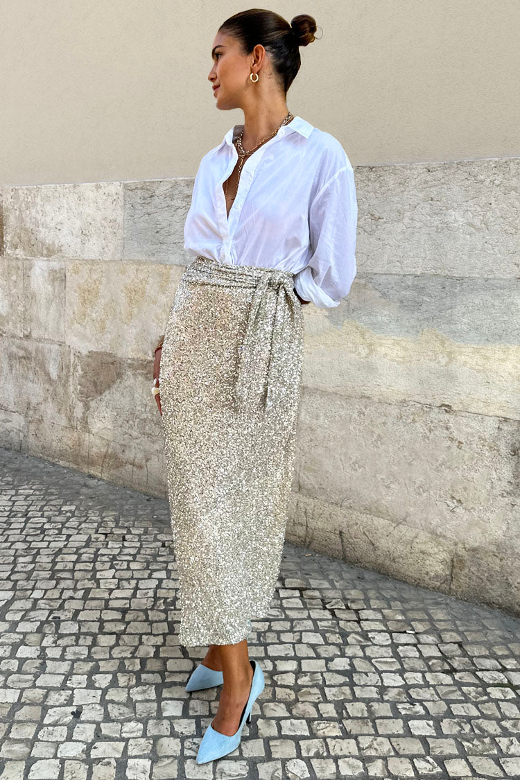 Sequin Maxi Wrap Jaspre Skirt、mySite、solidvoid