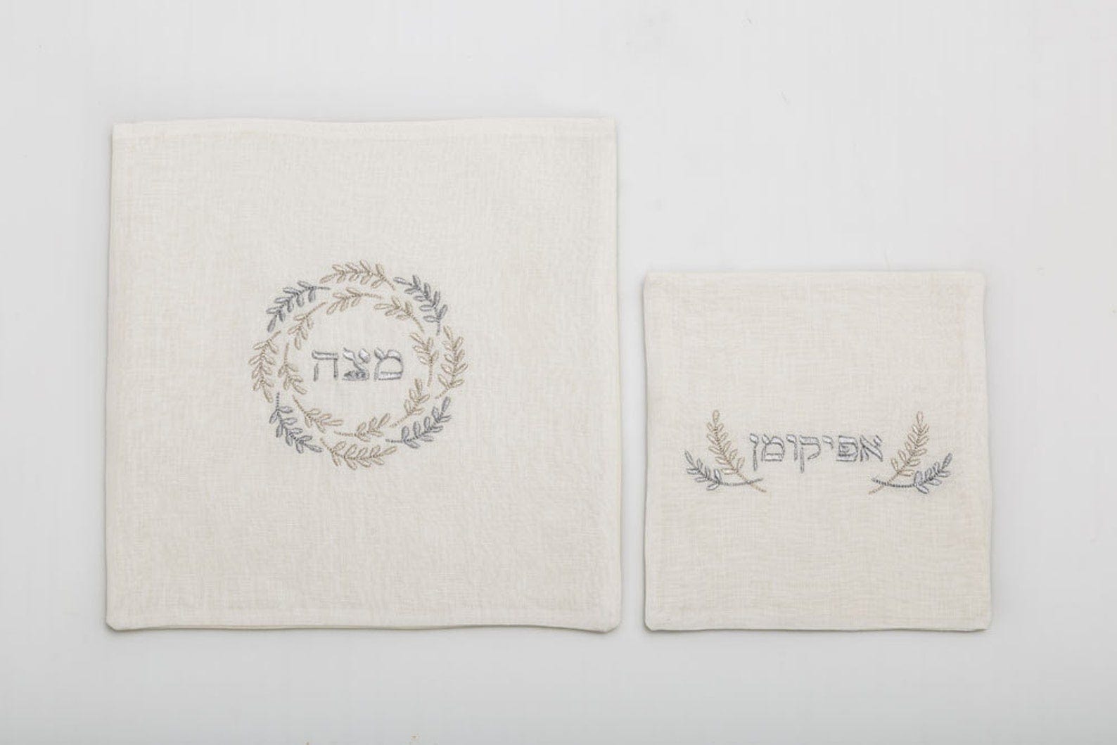 Silver Embroidered Matzah Cover and Afikomen Bag Set、mySite、topwebapps