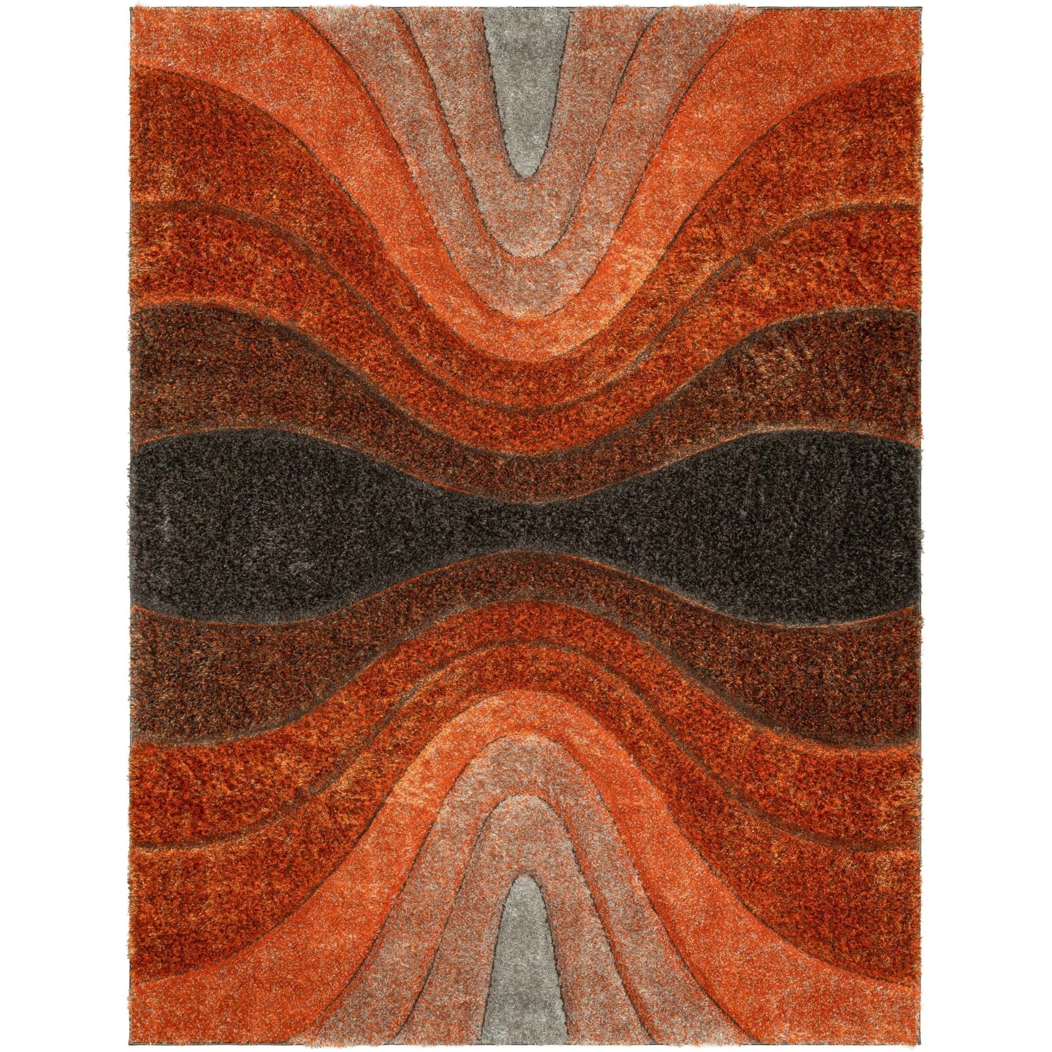 Luz Modern Geometric Grey Orange 3D Textured Thick & Soft Shag Rug、mySite、gigharbornorthrealestate