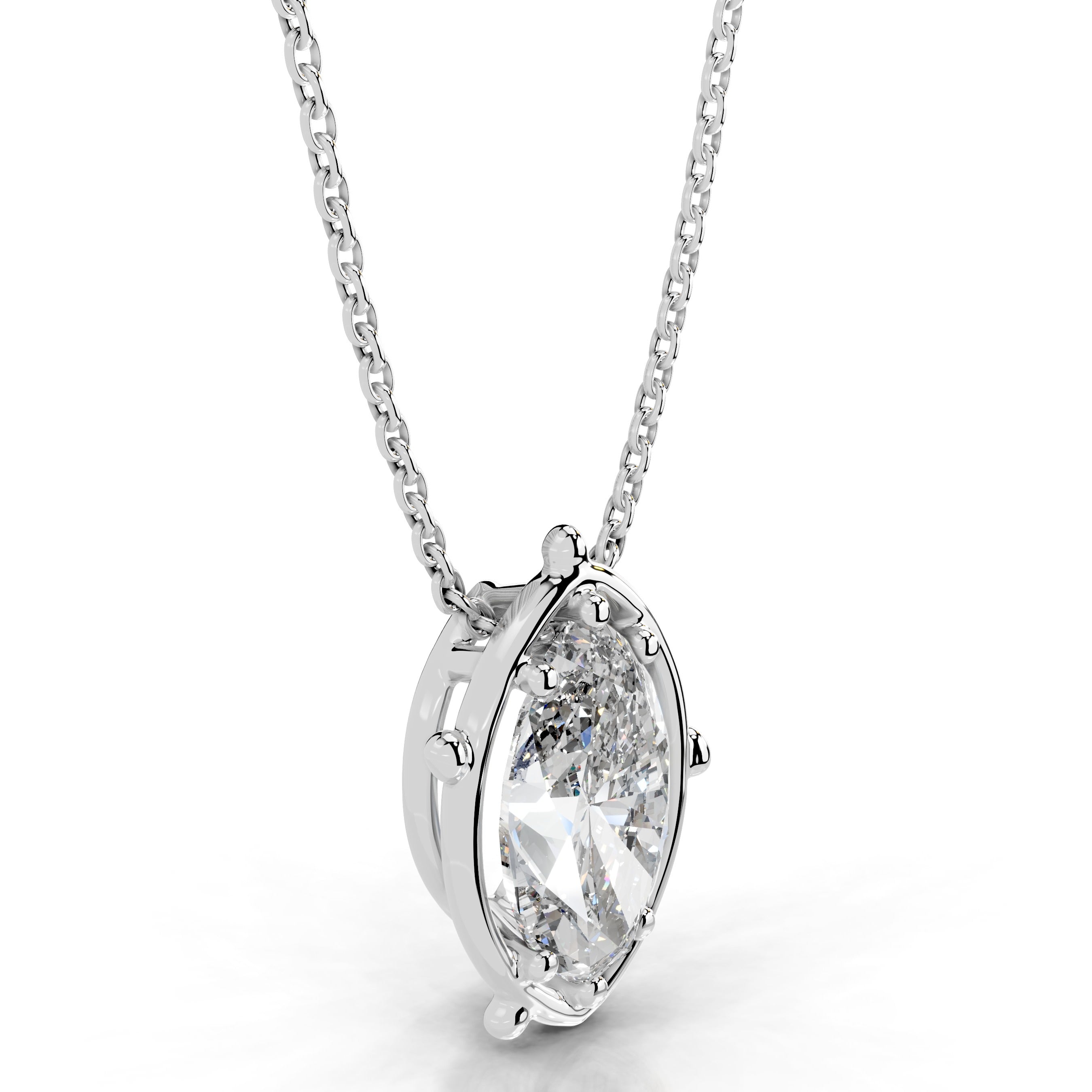 Rooted in Love Marquise Lab Grown Diamond Necklace - 18K White Gold、mySite、hinf8tx79