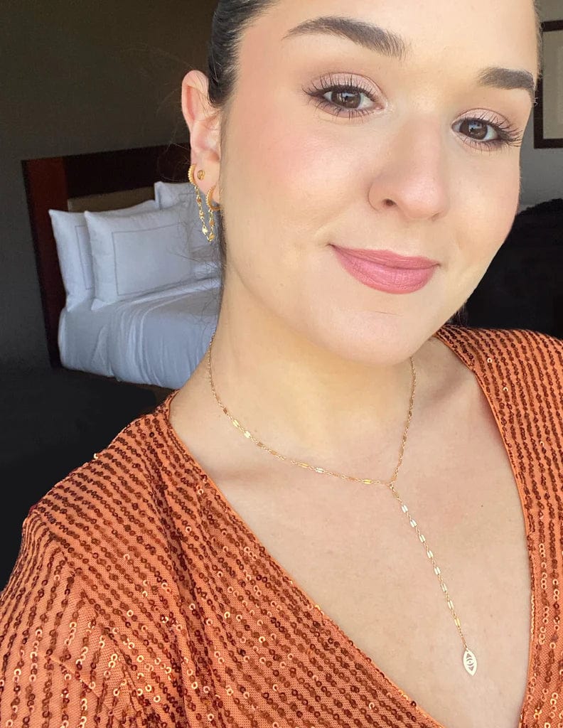 Joyce Evil Eye Lariat Necklace - (Sterling Silver or Gold-Plated)、mySite、topwebapps