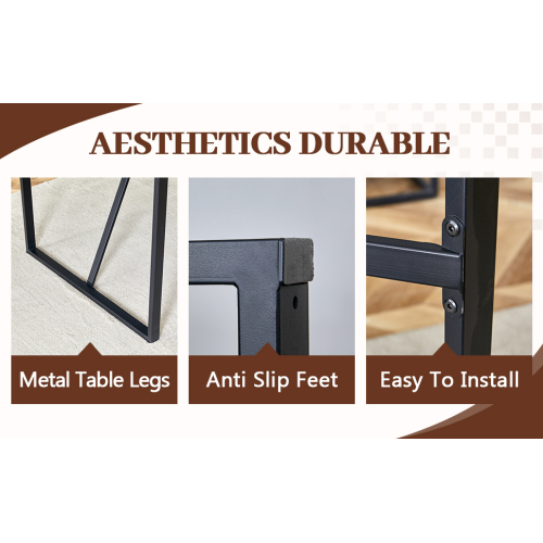 Rustic Industrial Rectangular Wood Dining Table For 4-6 Person, With 1.5" Thick Engineered Wood color Tabletop and Black Metal Legs,Desk For Kitchen Dining Living Room, 55.1" x 31.4"x 29.9"1529W115172、、casual