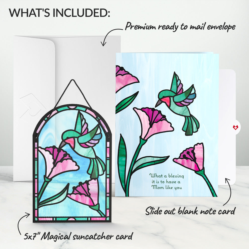 Blessing to Have a Mom Like You Hummingbird Suncatcher Card、mySite、solidvoid