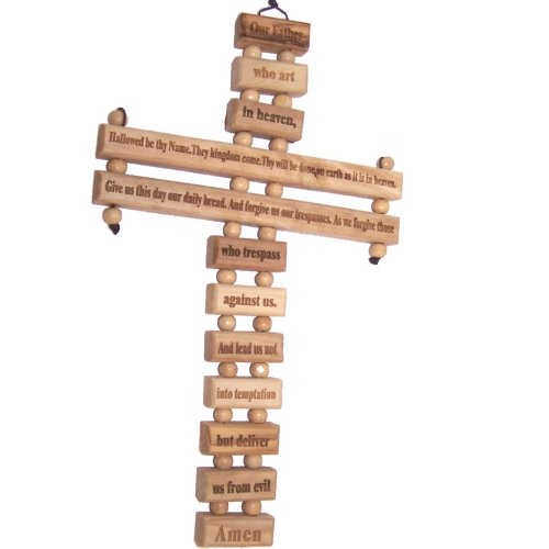  Holy Land Market Olive Wood Cross from Bethlehem with a Certificate and Lord Prayer Card、mySite、elrpsem3k