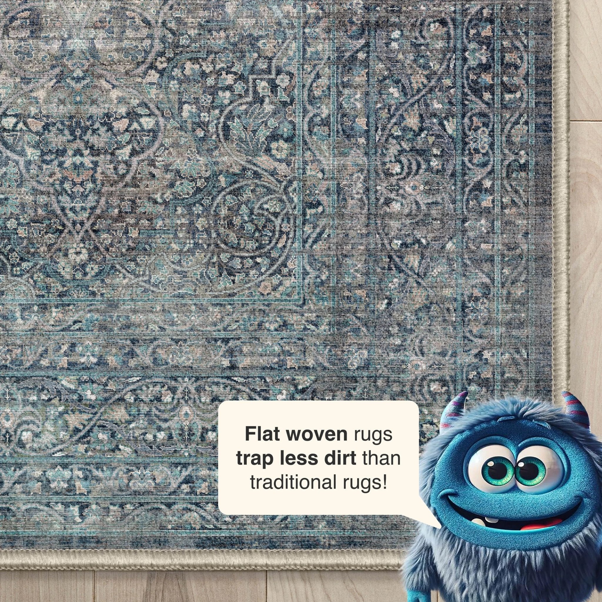 Juliette Vintage Persian Oriental Blue Flat-Weave Rug、mySite、gigharbornorthrealestate