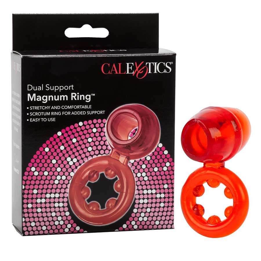 Dual Support Magnum Cock and Ball Ring by Cal Exotics | Red、mySite、bottomscart