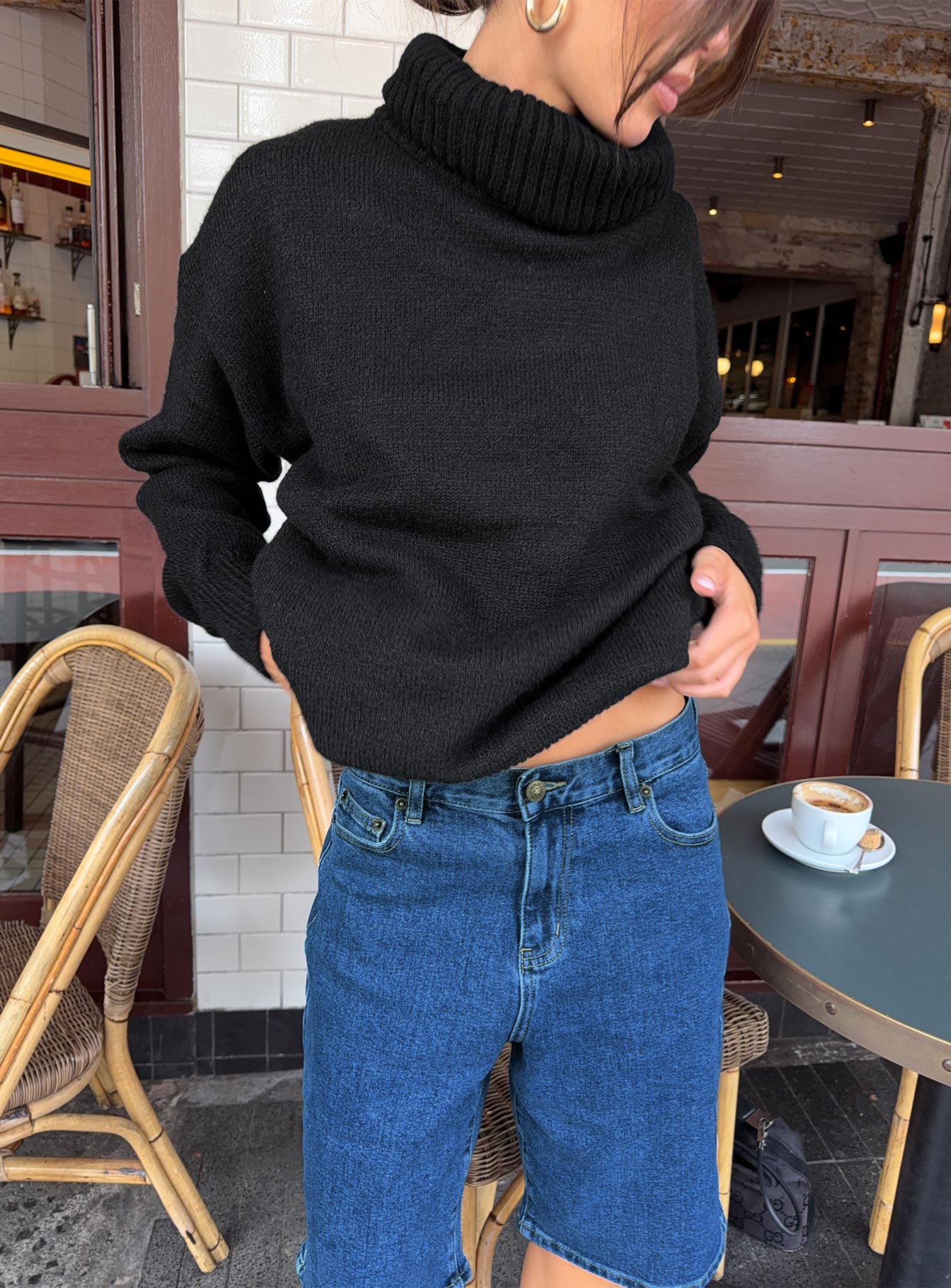 Retro Dream Mid Rise Longline Denim Shorts Mid Wash、mySite、solidvoid