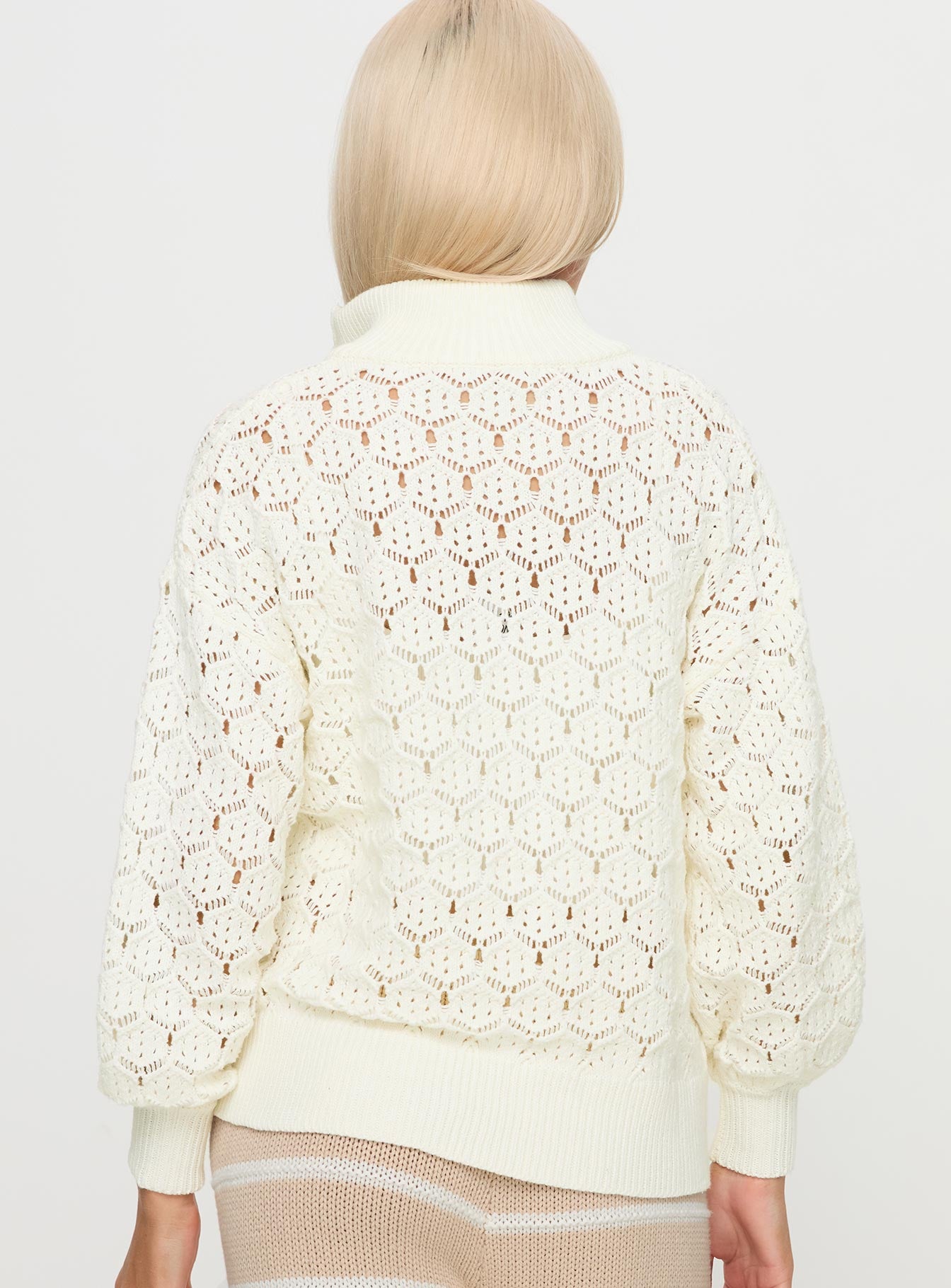 Sirena Zip Through Knit Sweater Cream、mySite、solidvoid