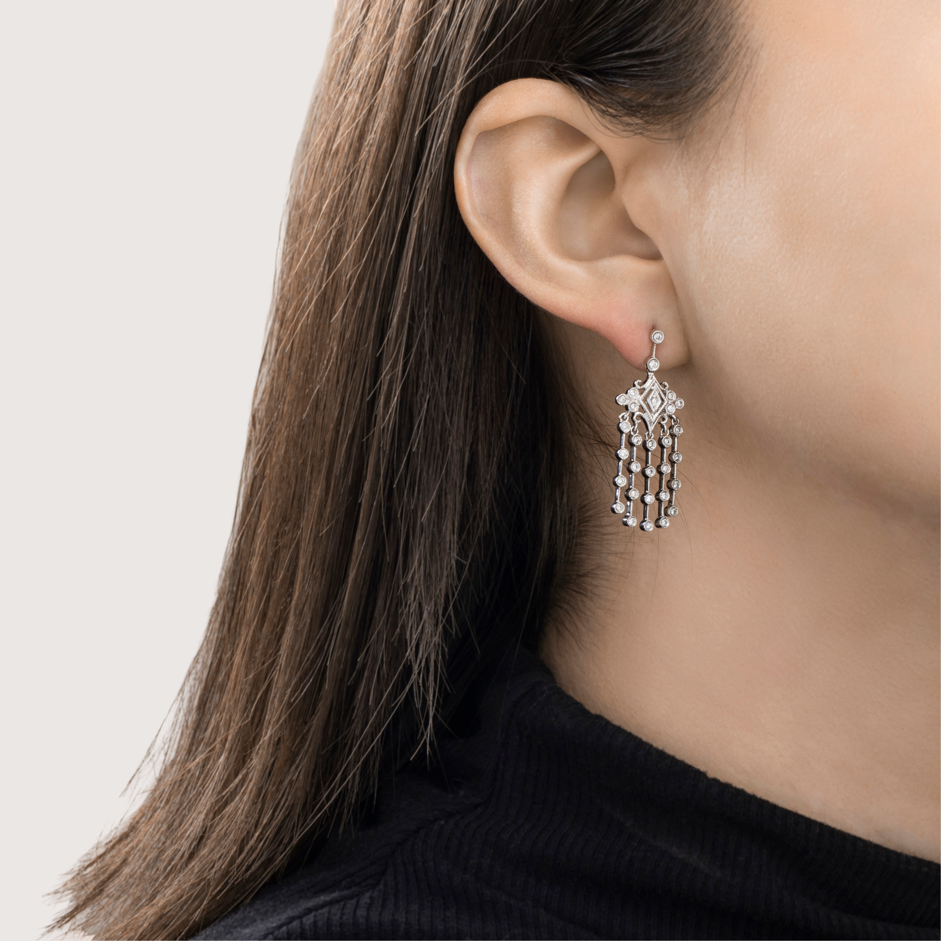 Vintage 14k White Gold .522cttw Diamond Chandelier Dangle Earrings、mySite、hinf8tx79