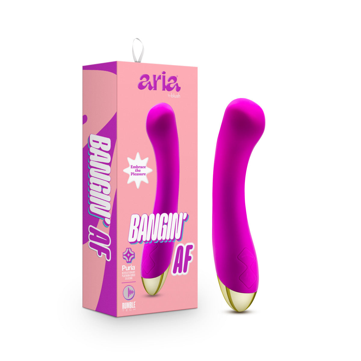Aria By Blush® | Bangin' AF: Enhanced G-Spot Stimulation Purple Silicone Vibrator with Powerful RumboTech™ Technology、mySite、bottomscart