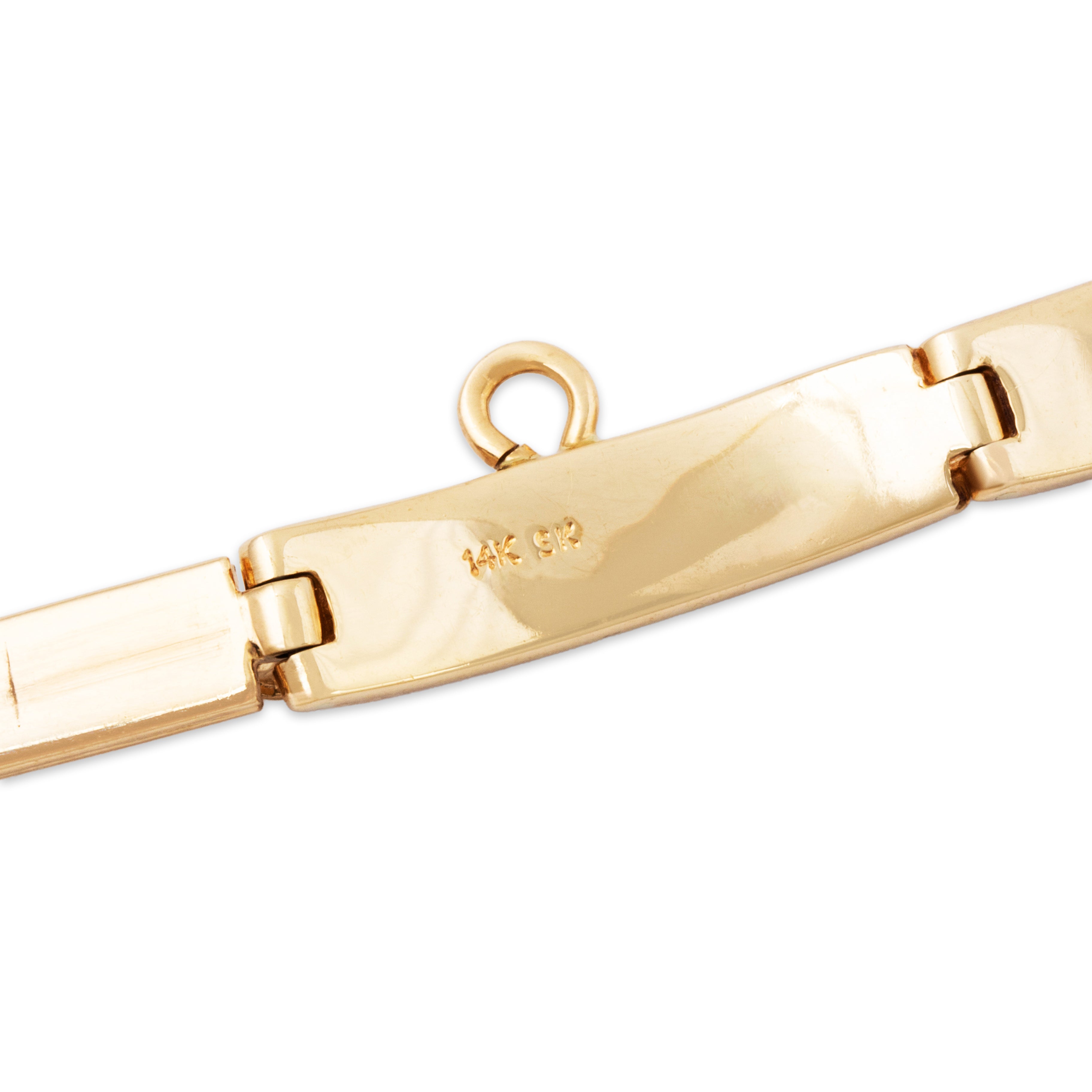 Vintage Heavy 14k Yellow Gold Sugilite Opal Geometric Inlay Bracelet 7、mySite、hinf8tx79