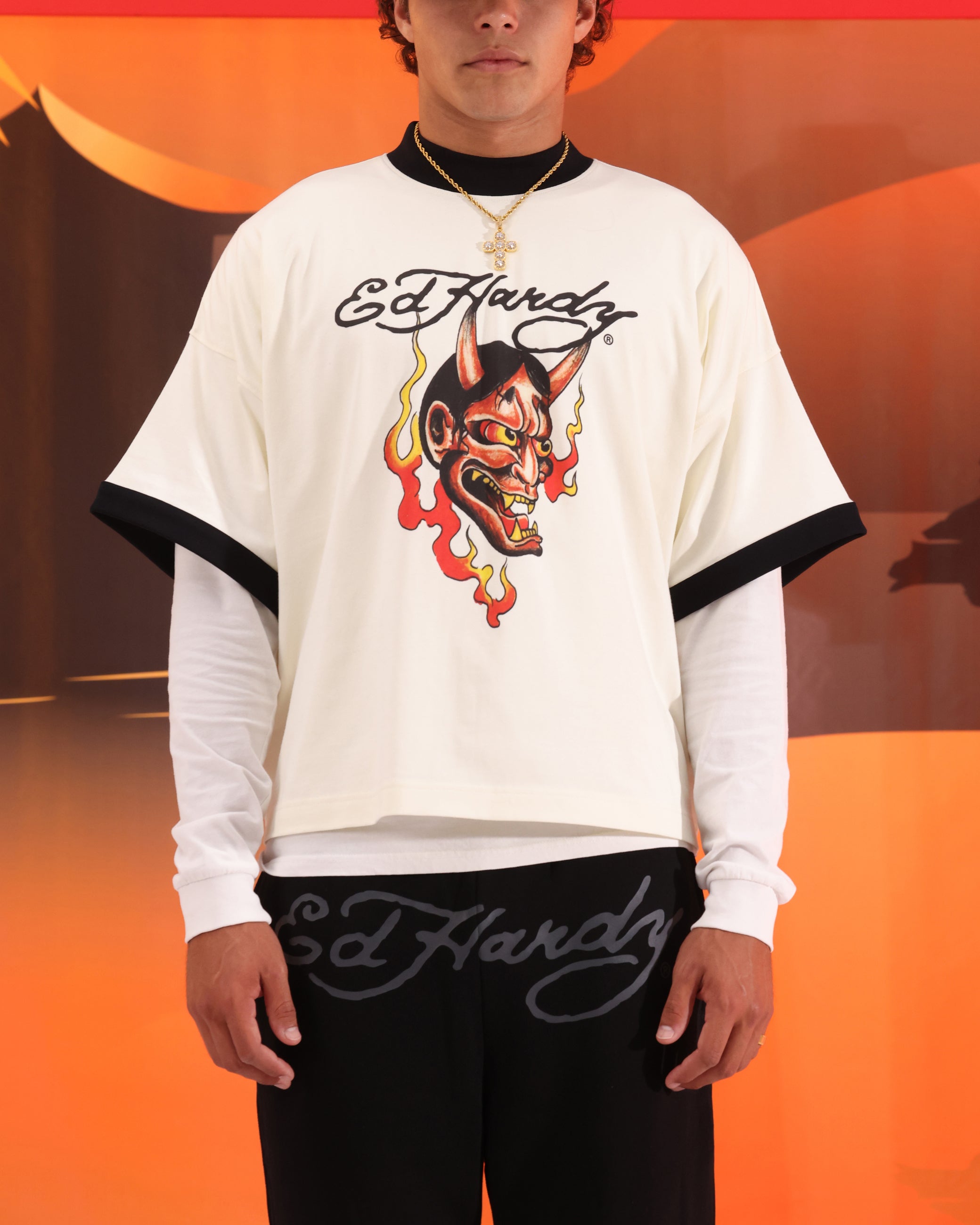 Ed Hardy Devil Ringer T-Shirt Off White、mySite、zt4zffjzw