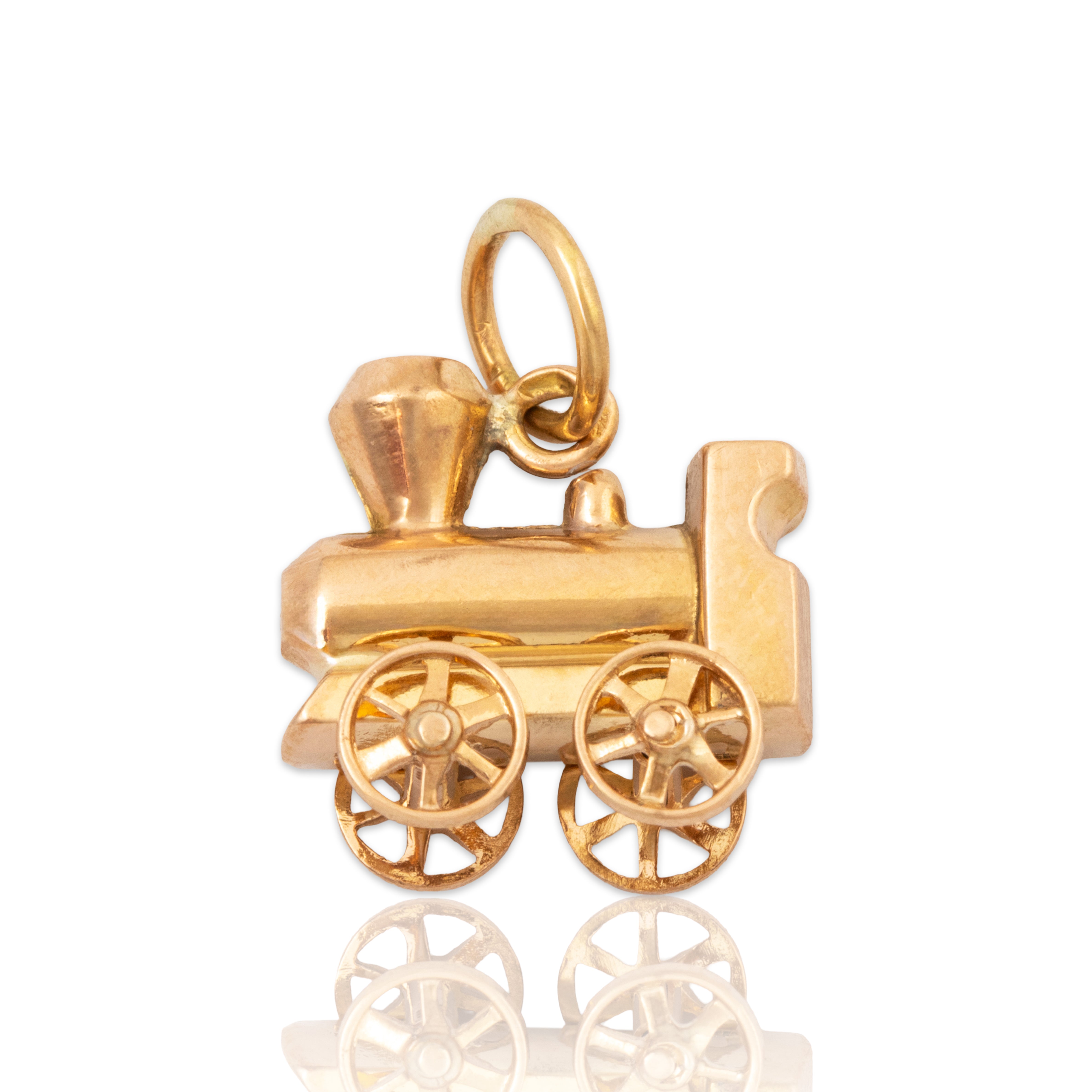 Vintage 18k Rosy Yellow Gold Articulated Train Charm / Pendant、mySite、hinf8tx79